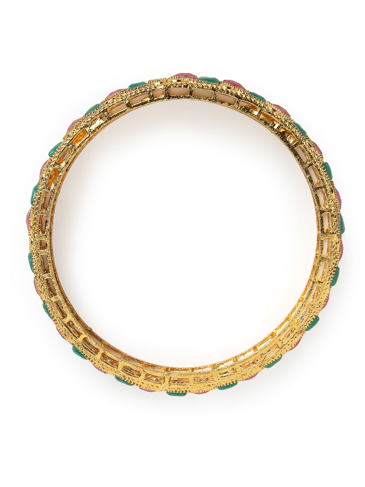 Sukkhi Unique Gold Plated Red And Green Broad Bracelet Bangle Set Jewellery for Women & Girls | Set of 2 Latest Design | Birthday Anniversary Gift for Women ||B105891