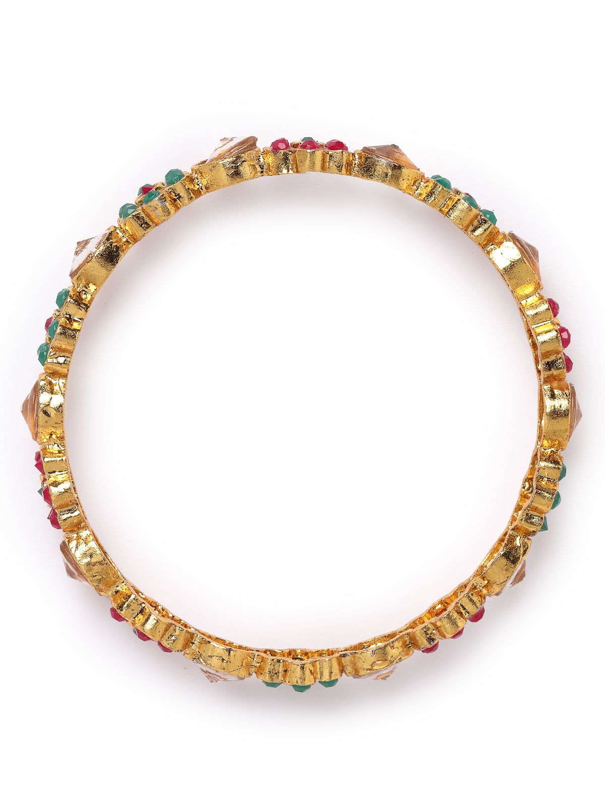 Sukkhi Creative Floral Gold Plated Red And Green Bracelet Bangle Set Jewellery for Women & Girls | Set of 2 Latest Design | Birthday Anniversary Gift for Women | Gifts Collection|B105892