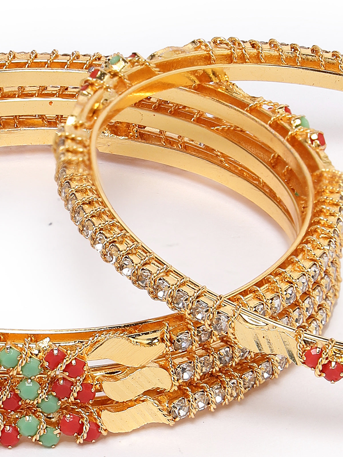 Sukkhi Sparkling Gold Plated Multicolor White AD Stones Thin Bracelet Bangle Set Jewellery for Women & Girls|Set of 4 Latest Design|Birthday Anniversary Gift for Women|B105895