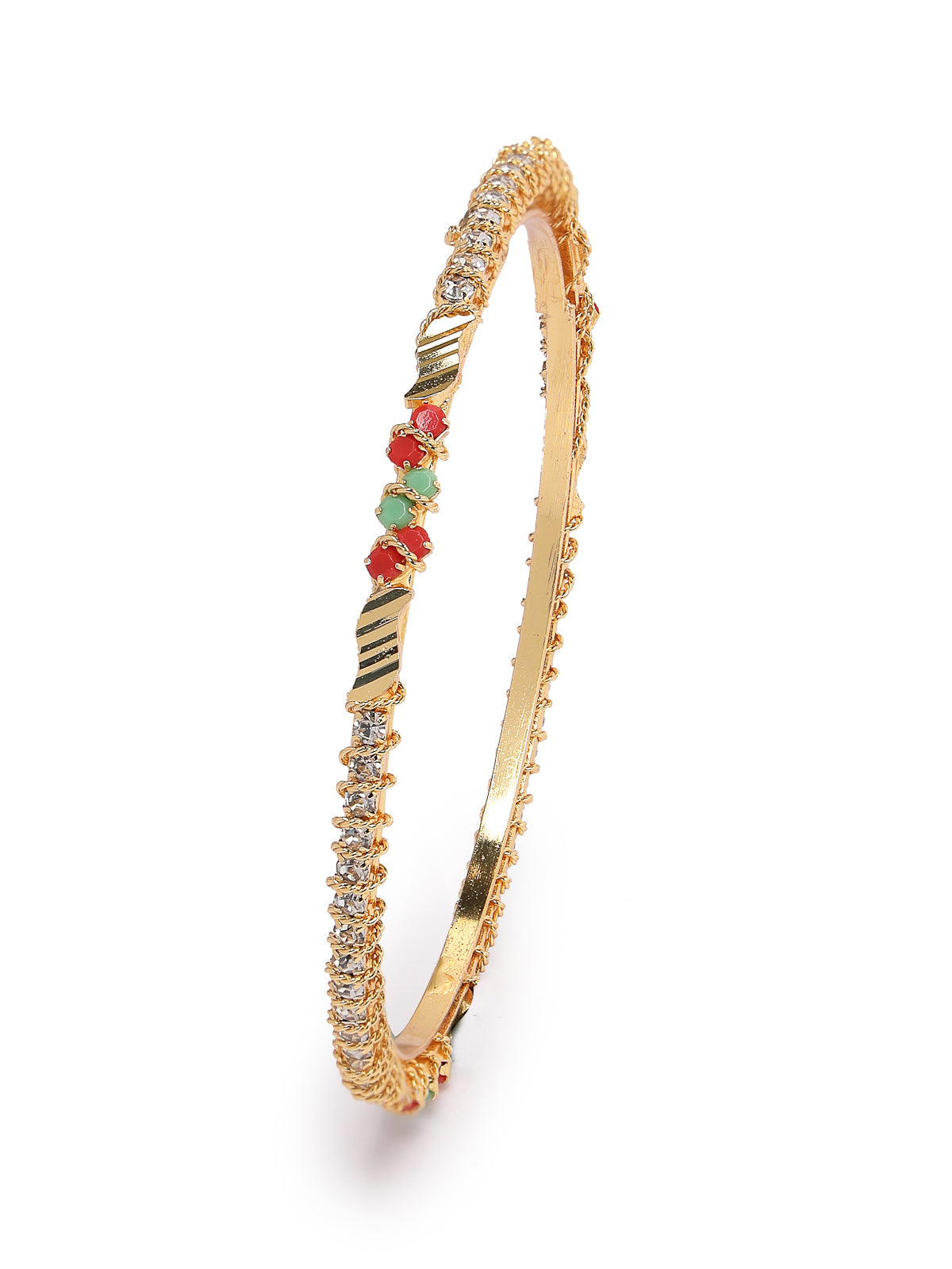 Sukkhi Sparkling Gold Plated Multicolor White AD Stones Thin Bracelet Bangle Set Jewellery for Women & Girls|Set of 4 Latest Design|Birthday Anniversary Gift for Women|B105895