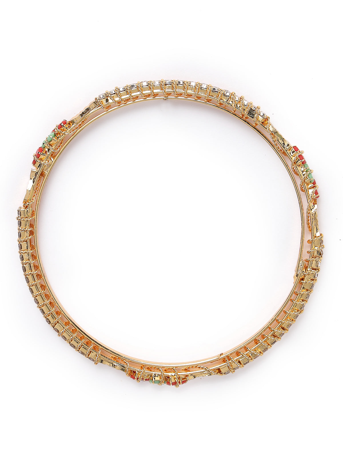 Sukkhi Sparkling Gold Plated Multicolor White AD Stones Thin Bracelet Bangle Set Jewellery for Women & Girls|Set of 4 Latest Design|Birthday Anniversary Gift for Women|B105895