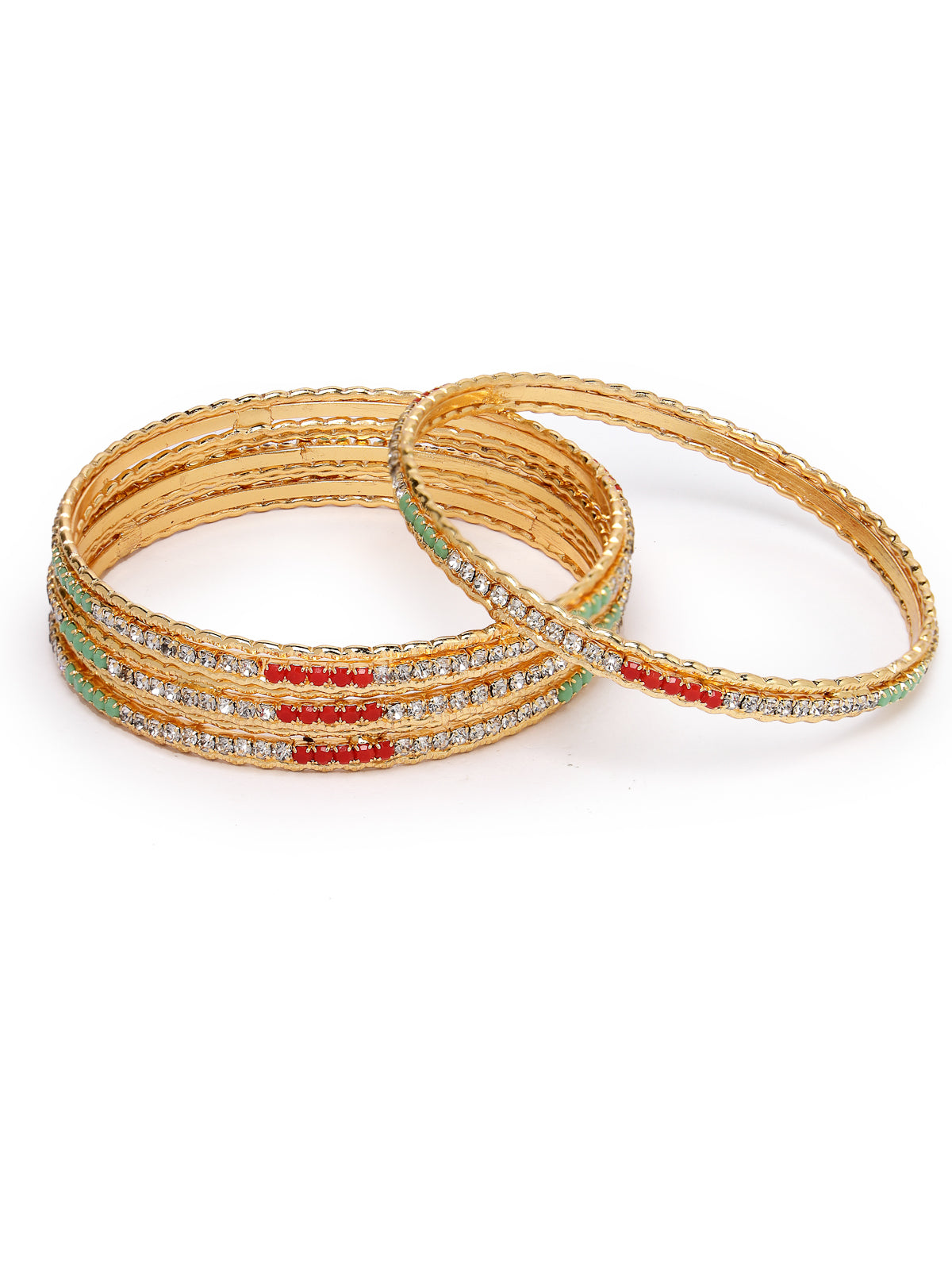 Sukkhi Exotic Gold Plated Multicolor White AD Stones Set of 4 Thin Bracelet/Bangle Set Jewellery for Women & Girls|Latest Design|Birthday Anniversary Gift for Women|B105896