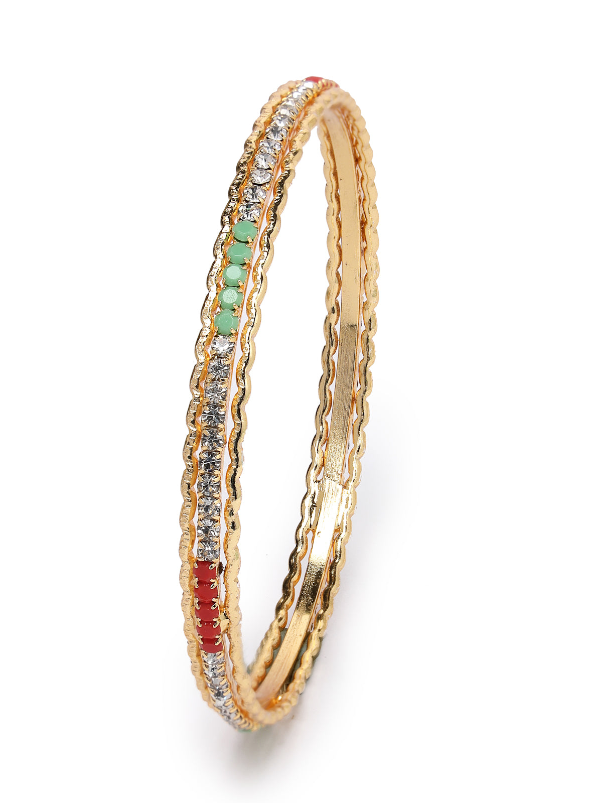 Sukkhi Exotic Gold Plated Multicolor White AD Stones Set of 4 Thin Bracelet/Bangle Set Jewellery for Women & Girls|Latest Design|Birthday Anniversary Gift for Women|B105896