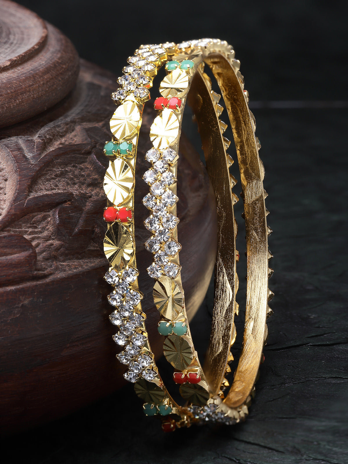 Sukkhi Admirable Gold Plated Multicolor White AD Stones Set of 2 Bracelet Bangle Set Jewellery for Women & Girls|Latest Design|Birthday Anniversary Gift for Women|B105897