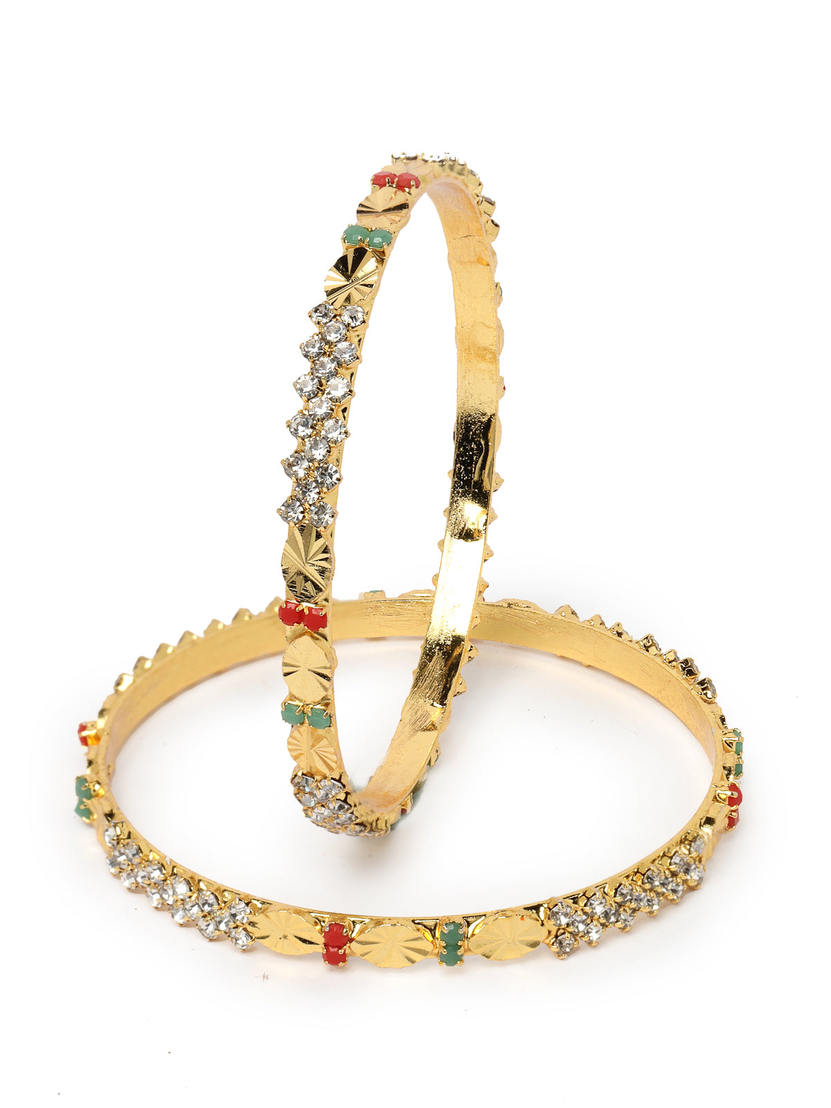Sukkhi Admirable Gold Plated Multicolor White AD Stones Set of 2 Bracelet Bangle Set Jewellery for Women & Girls|Latest Design|Birthday Anniversary Gift for Women|B105897