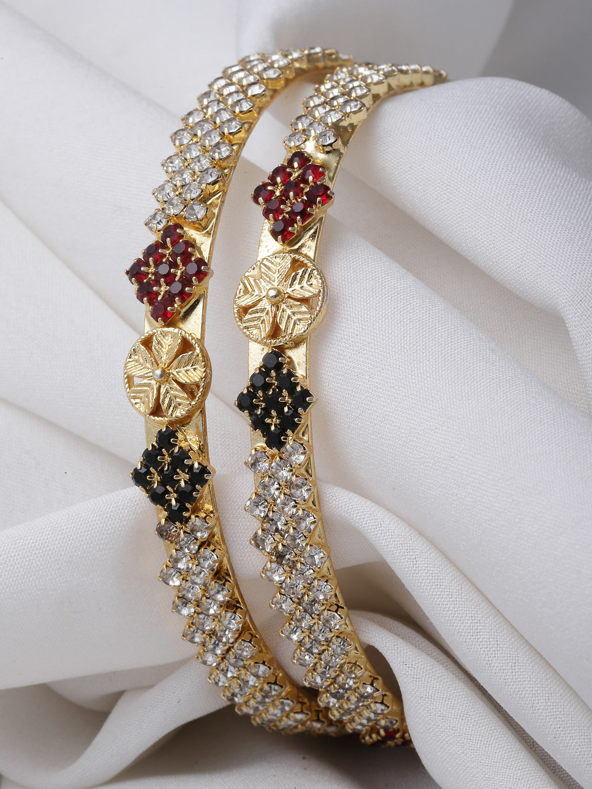 Sukkhi Beautiful Gold Plated Multicolor AD Stones Set of 2 Bracelet Bangle Set Jewellery for Women & Girls|Latest Design|Birthday Anniversary Gift for Women|B105898