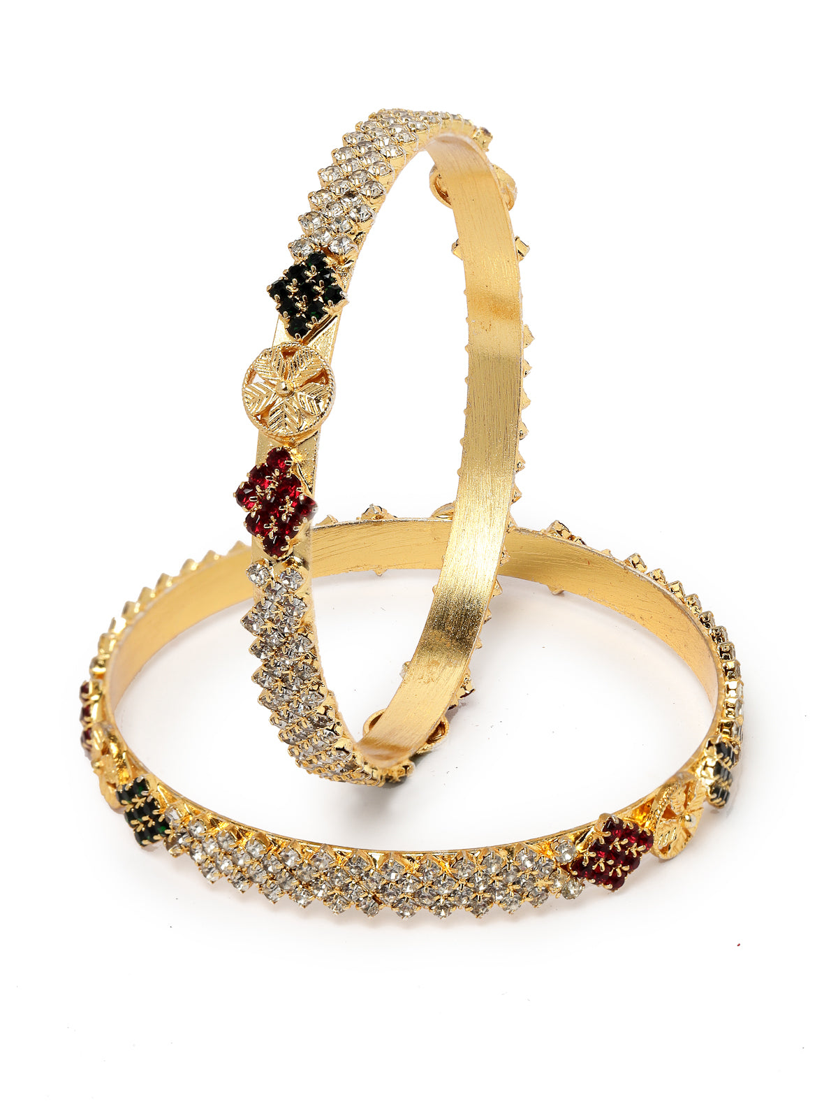 Sukkhi Beautiful Gold Plated Multicolor AD Stones Set of 2 Bracelet Bangle Set Jewellery for Women & Girls|Latest Design|Birthday Anniversary Gift for Women|B105898