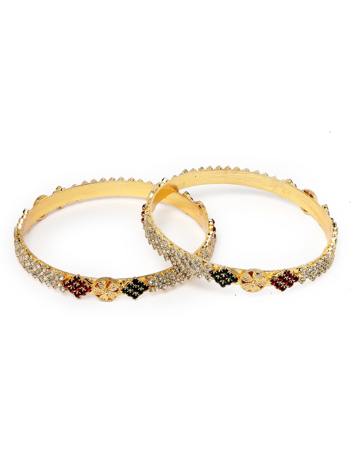 Sukkhi Beautiful Gold Plated Multicolor AD Stones Set of 2 Bracelet Bangle Set Jewellery for Women & Girls|Latest Design|Birthday Anniversary Gift for Women|B105898
