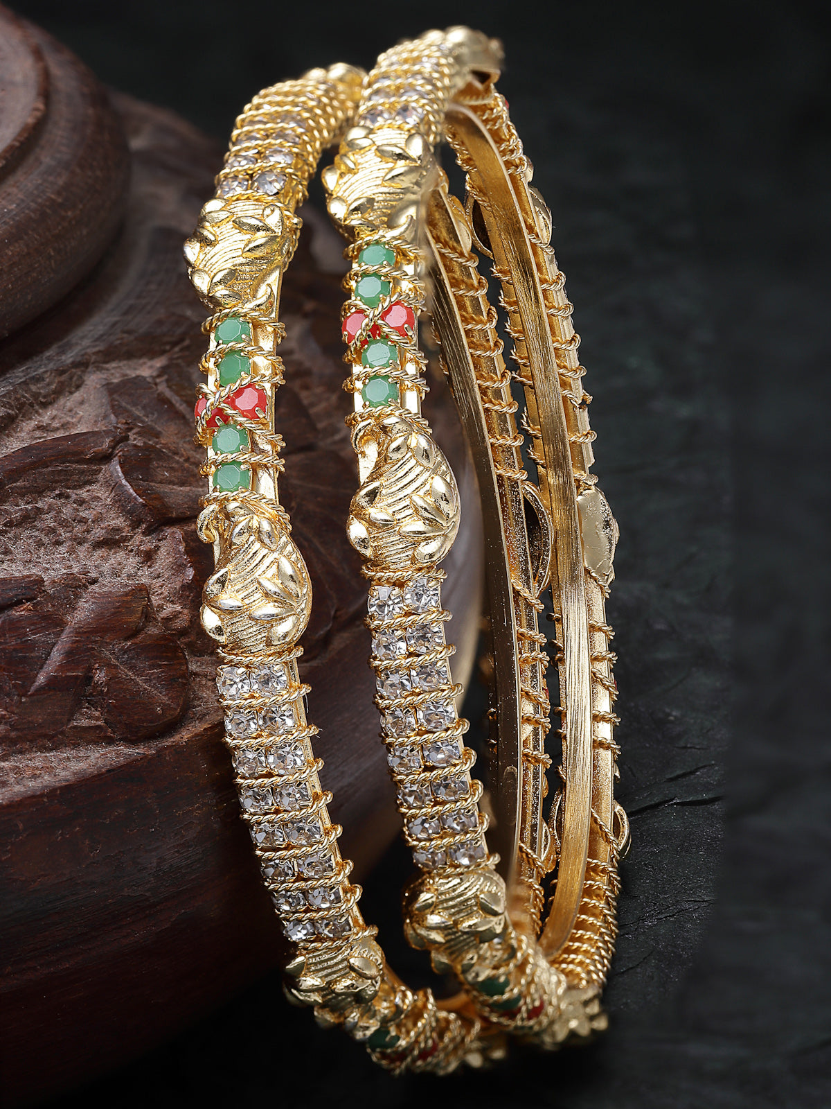 Sukkhi Trendy Gold Plated Multicolor White AD Stones Set of 2 Bracelet Bangle Set Jewellery for Women & Girls|Latest Design|Birthday Anniversary Gift for Women|B105899