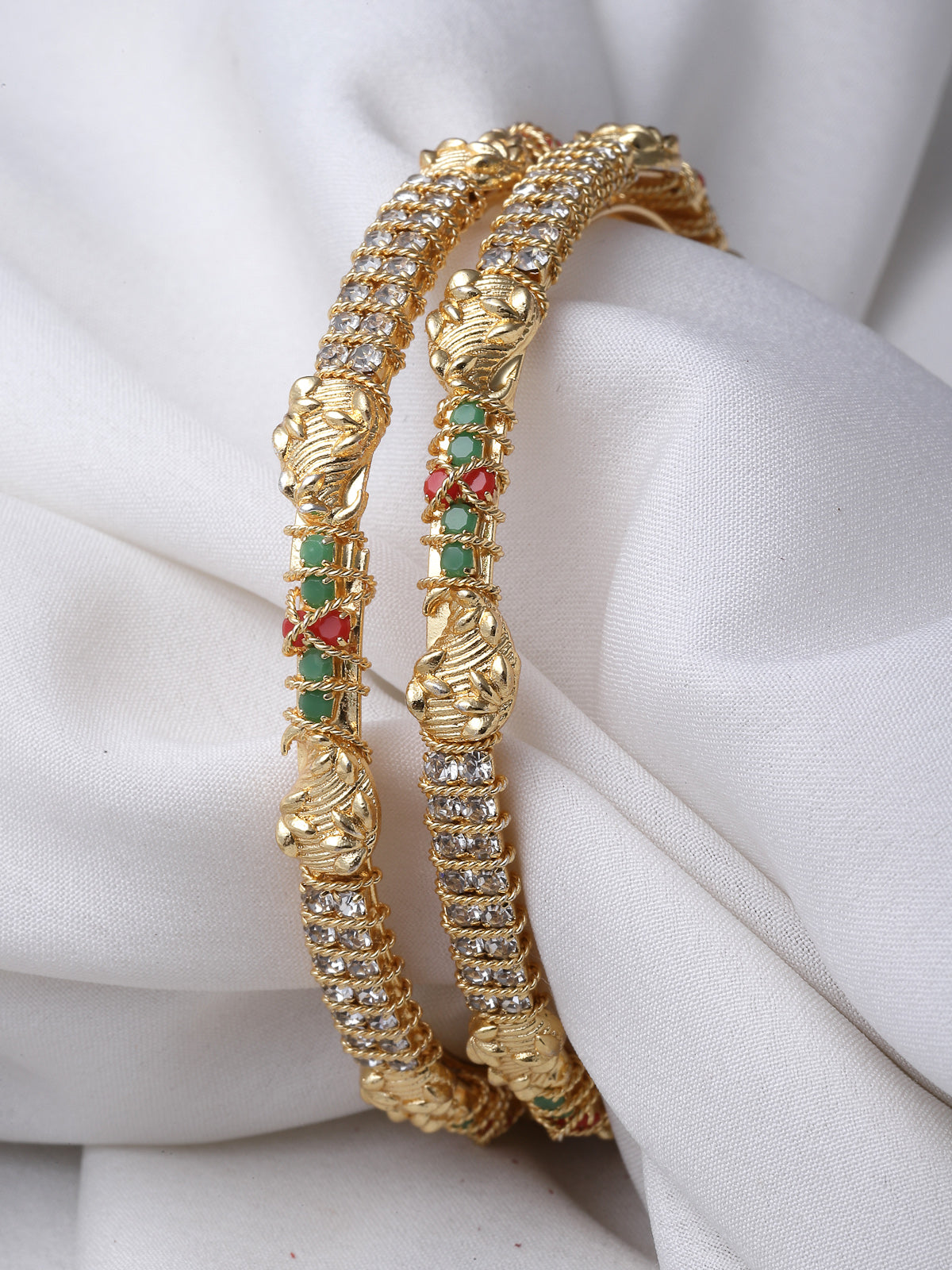 Sukkhi Trendy Gold Plated Multicolor White AD Stones Set of 2 Bracelet Bangle Set Jewellery for Women & Girls|Latest Design|Birthday Anniversary Gift for Women|B105899