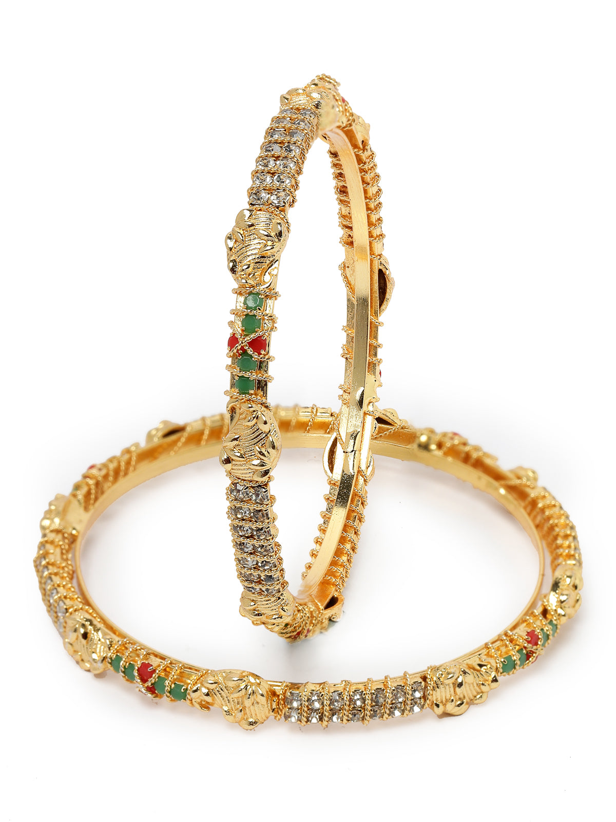 Sukkhi Trendy Gold Plated Multicolor White AD Stones Set of 2 Bracelet Bangle Set Jewellery for Women & Girls|Latest Design|Birthday Anniversary Gift for Women|B105899