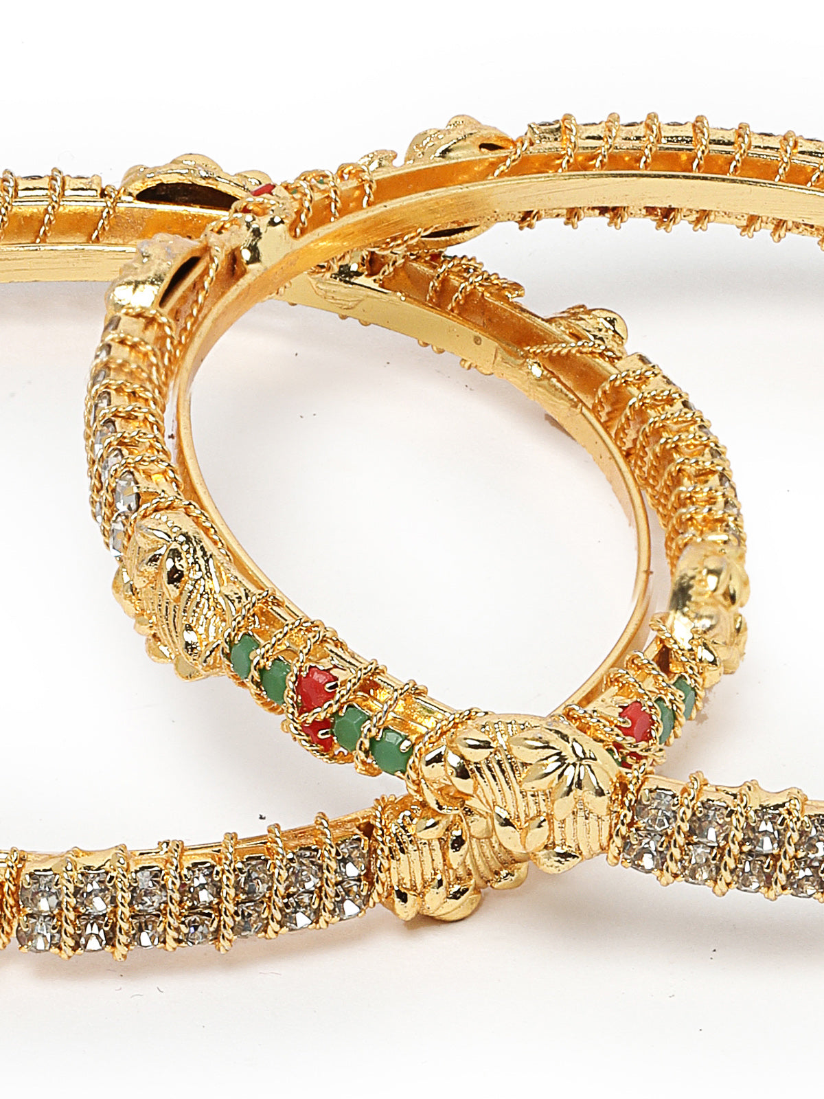 Sukkhi Trendy Gold Plated Multicolor White AD Stones Set of 2 Bracelet Bangle Set Jewellery for Women & Girls|Latest Design|Birthday Anniversary Gift for Women|B105899