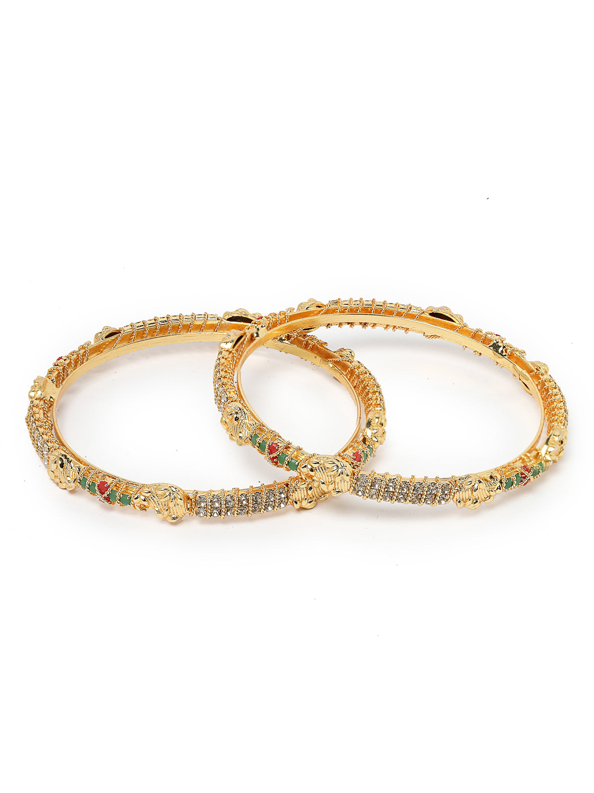 Sukkhi Trendy Gold Plated Multicolor White AD Stones Set of 2 Bracelet Bangle Set Jewellery for Women & Girls|Latest Design|Birthday Anniversary Gift for Women|B105899