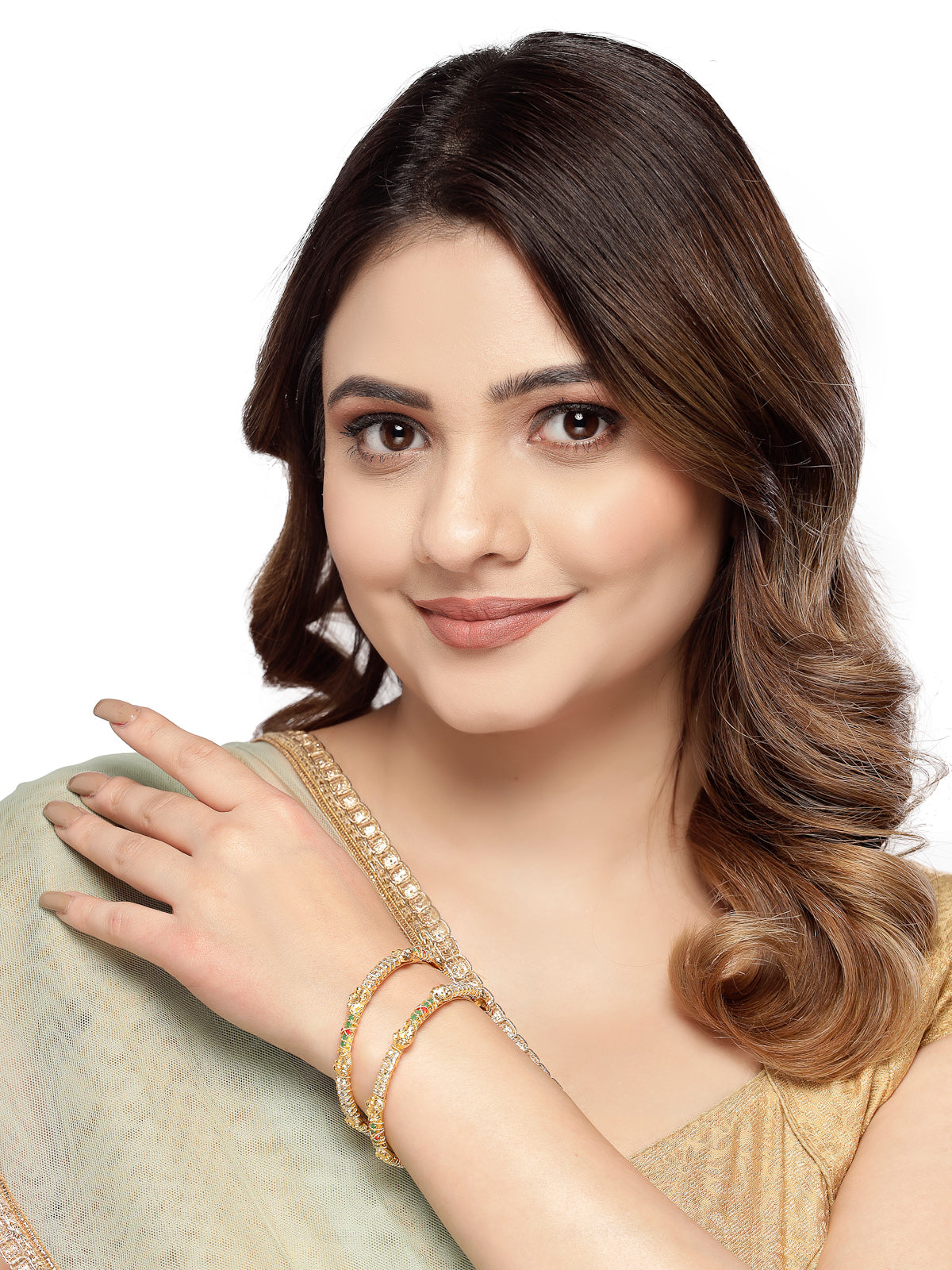 Sukkhi Trendy Gold Plated Multicolor White AD Stones Set of 2 Bracelet Bangle Set Jewellery for Women & Girls|Latest Design|Birthday Anniversary Gift for Women|B105899