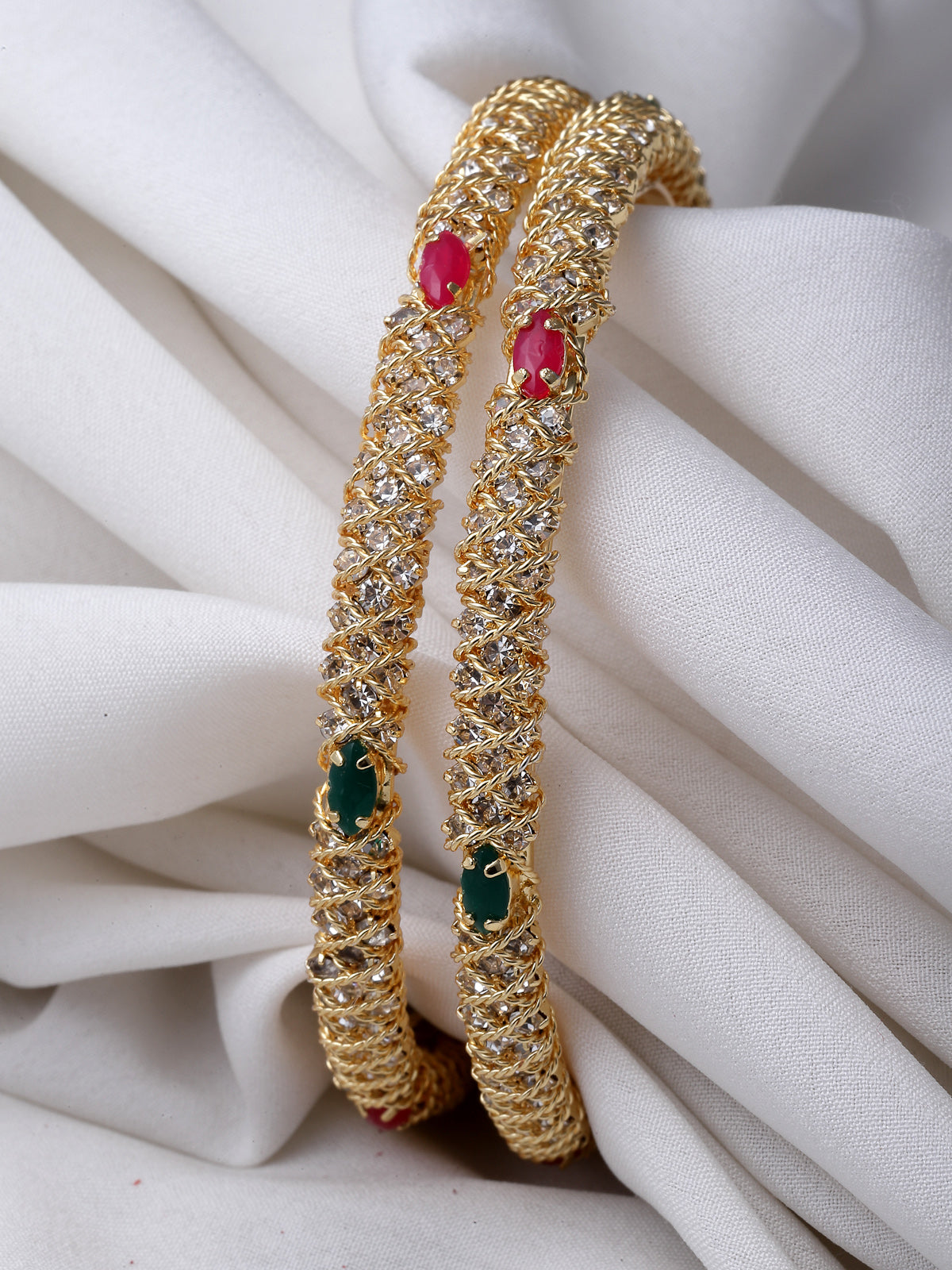 Sukkhi Attractive Gold Plated Multicolor White AD Stones Studded Set of 2 Bracelet Bangle Set Jewellery for Women & Girls|Latest Design|Birthday Anniversary Gift for Women|B105900