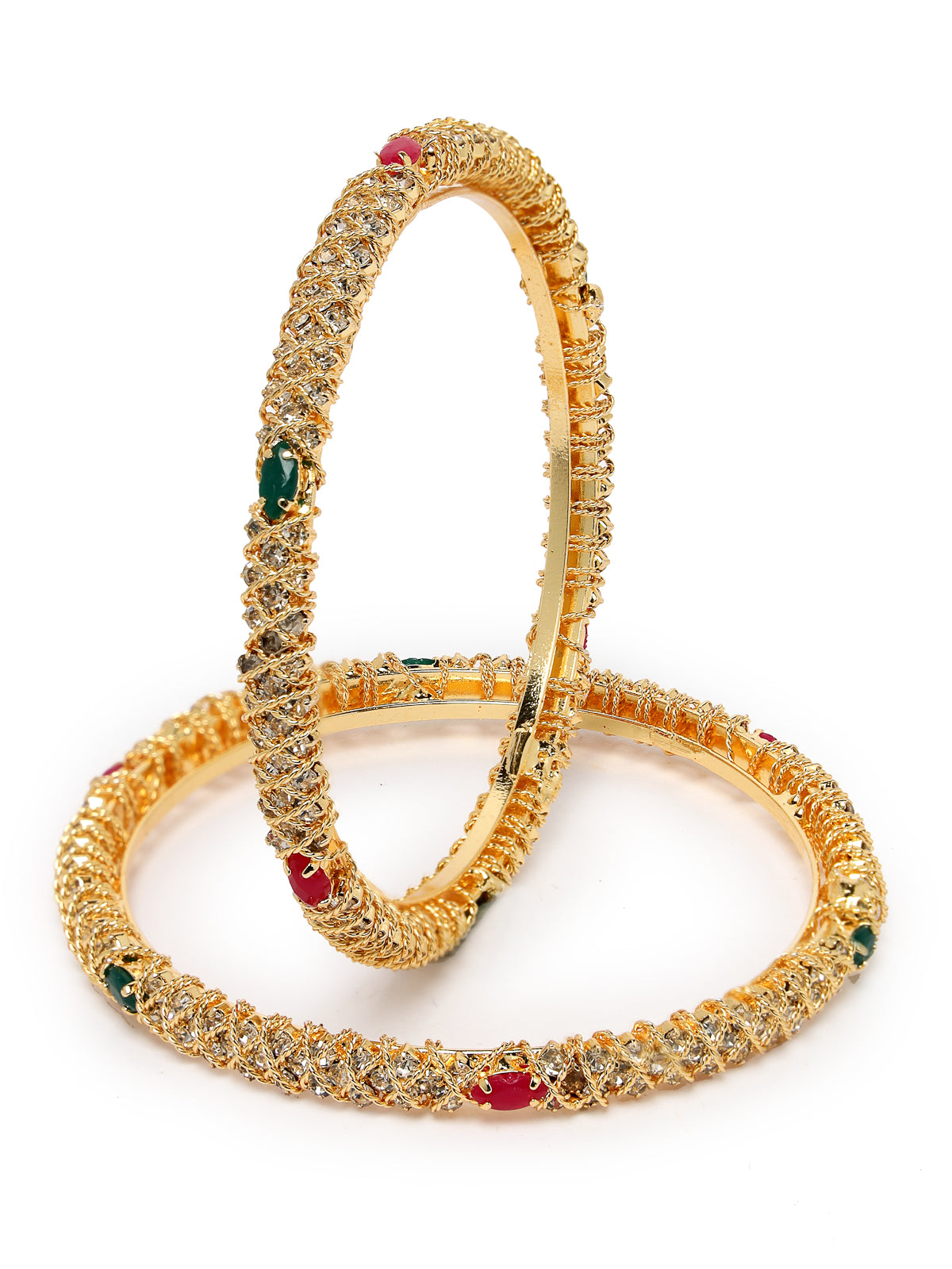 Sukkhi Attractive Gold Plated Multicolor White AD Stones Studded Set of 2 Bracelet Bangle Set Jewellery for Women & Girls|Latest Design|Birthday Anniversary Gift for Women|B105900