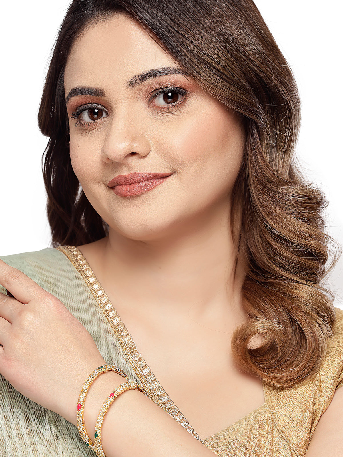 Sukkhi Attractive Gold Plated Multicolor White AD Stones Studded Set of 2 Bracelet Bangle Set Jewellery for Women & Girls|Latest Design|Birthday Anniversary Gift for Women|B105900