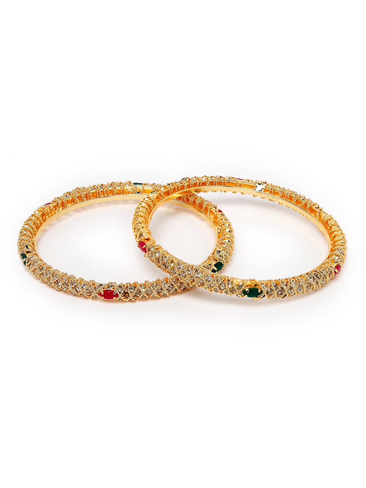 Sukkhi Attractive Gold Plated Multicolor White AD Stones Studded Set of 2 Bracelet Bangle Set Jewellery for Women & Girls|Latest Design|Birthday Anniversary Gift for Women|B105900