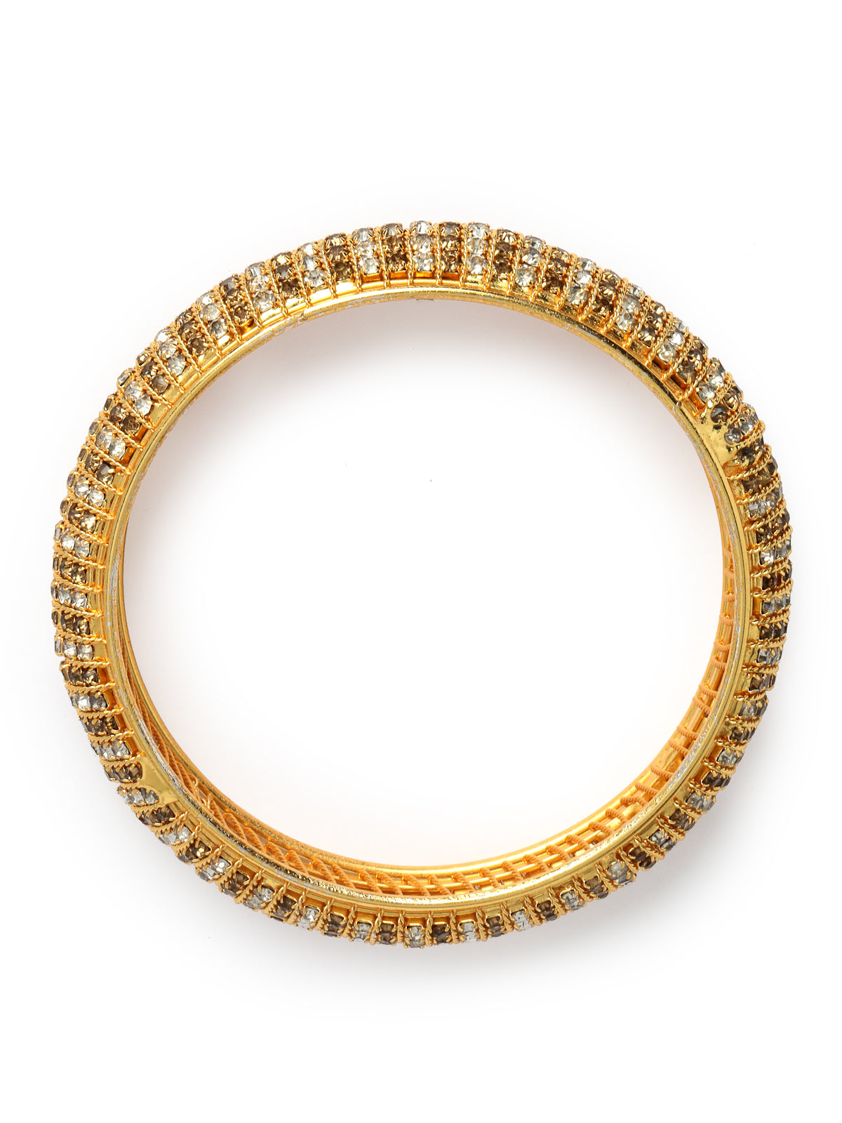 Sukkhi Exquisite Gold Tone Plated White AD Stones Studded Set of 2 Broad Bracelet Bangle Set Jewellery for Women & Girls|Latest Design|Birthday Anniversary Gift for Women|B105901