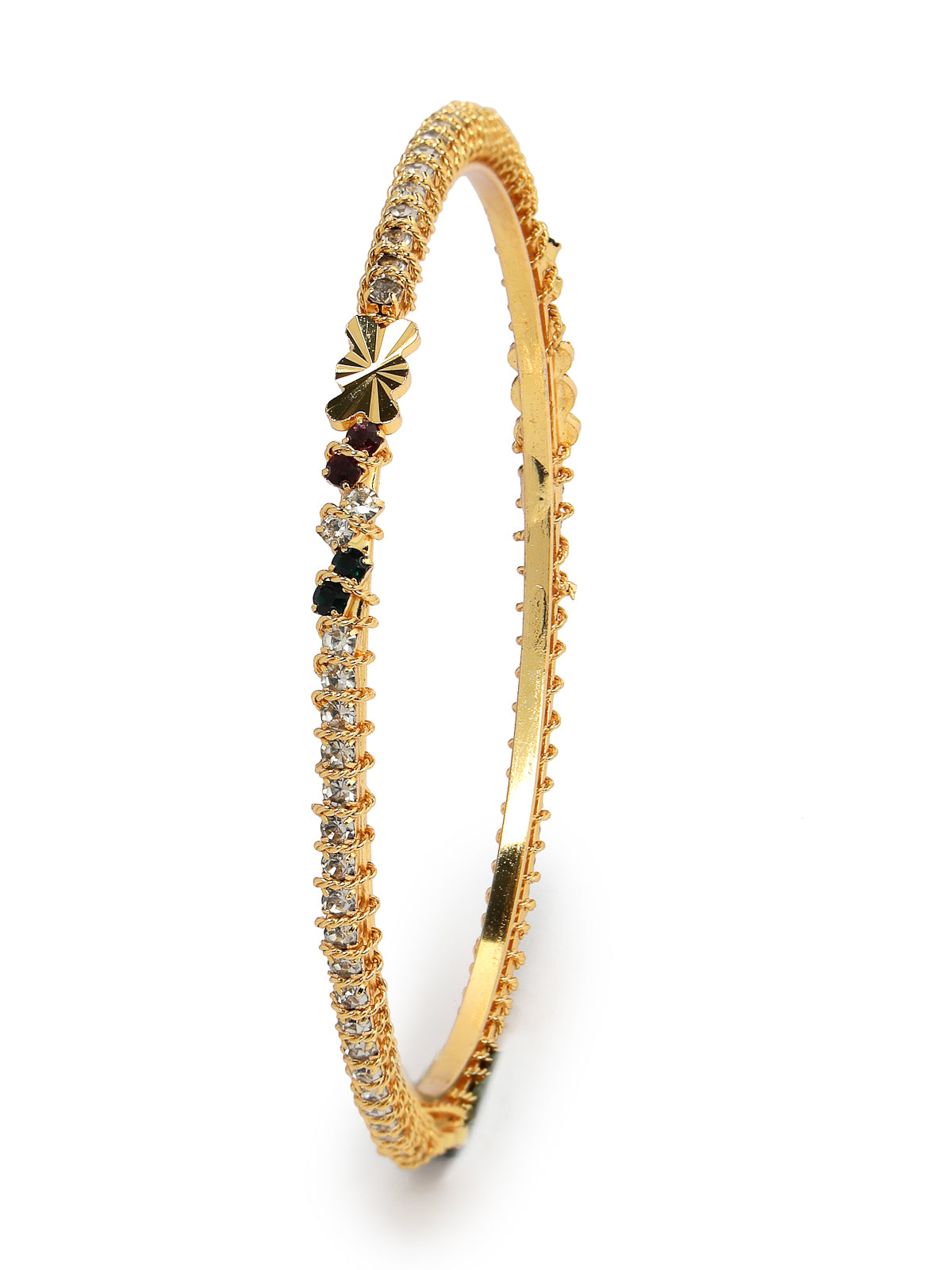 Sukkhi Attractive Daily Wear Gold Plated Multicolor White AD Stones Set of 4 Thin Bracelet Bangle Set Jewellery for Women & Girls|Latest Design|Birthday Anniversary Gift for Women|B105902