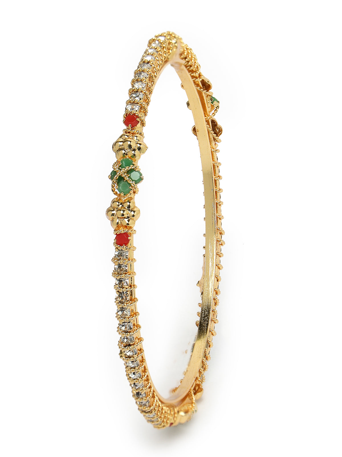 Sukkhi Graceful Gold Plated Multicolor White AD Stones Studded Set of 4 Thin Bracelet Bangle Set Jewellery for Women & Girls|Latest Design|Birthday Anniversary Gift for Women|B105903
