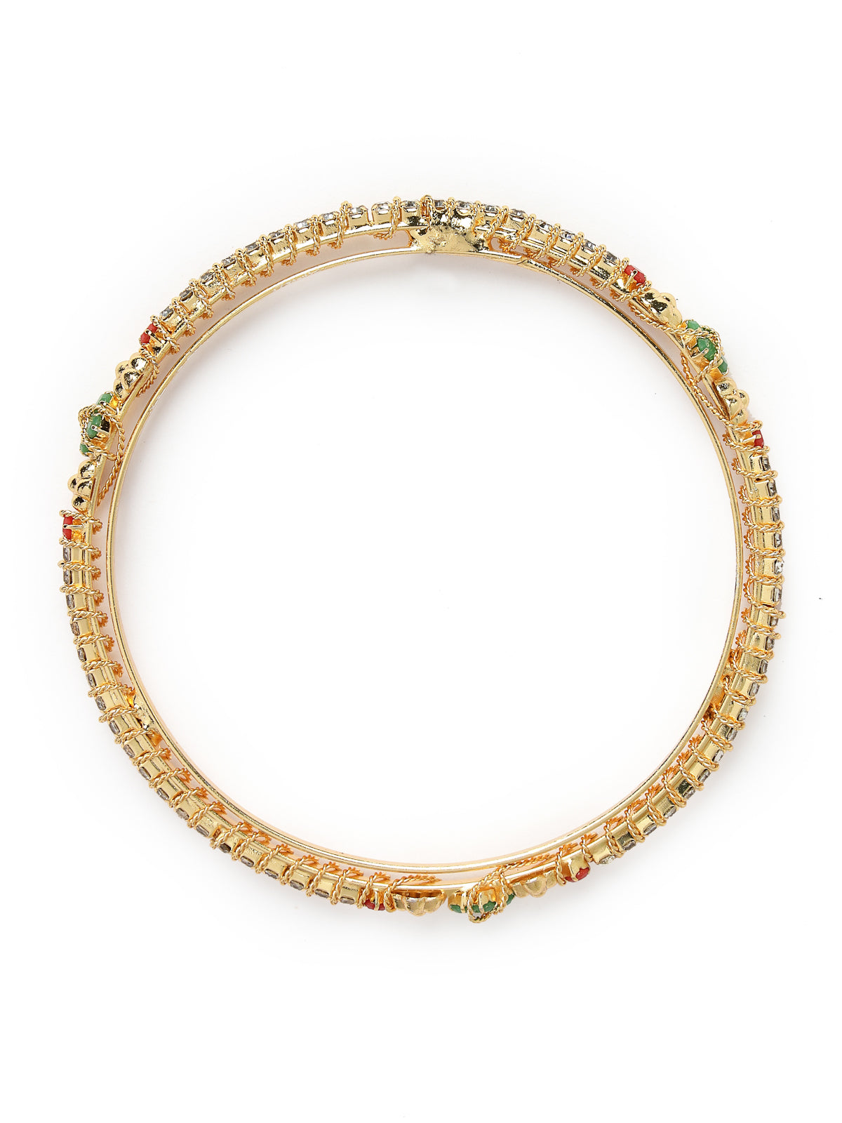 Sukkhi Graceful Gold Plated Multicolor White AD Stones Studded Set of 4 Thin Bracelet Bangle Set Jewellery for Women & Girls|Latest Design|Birthday Anniversary Gift for Women|B105903