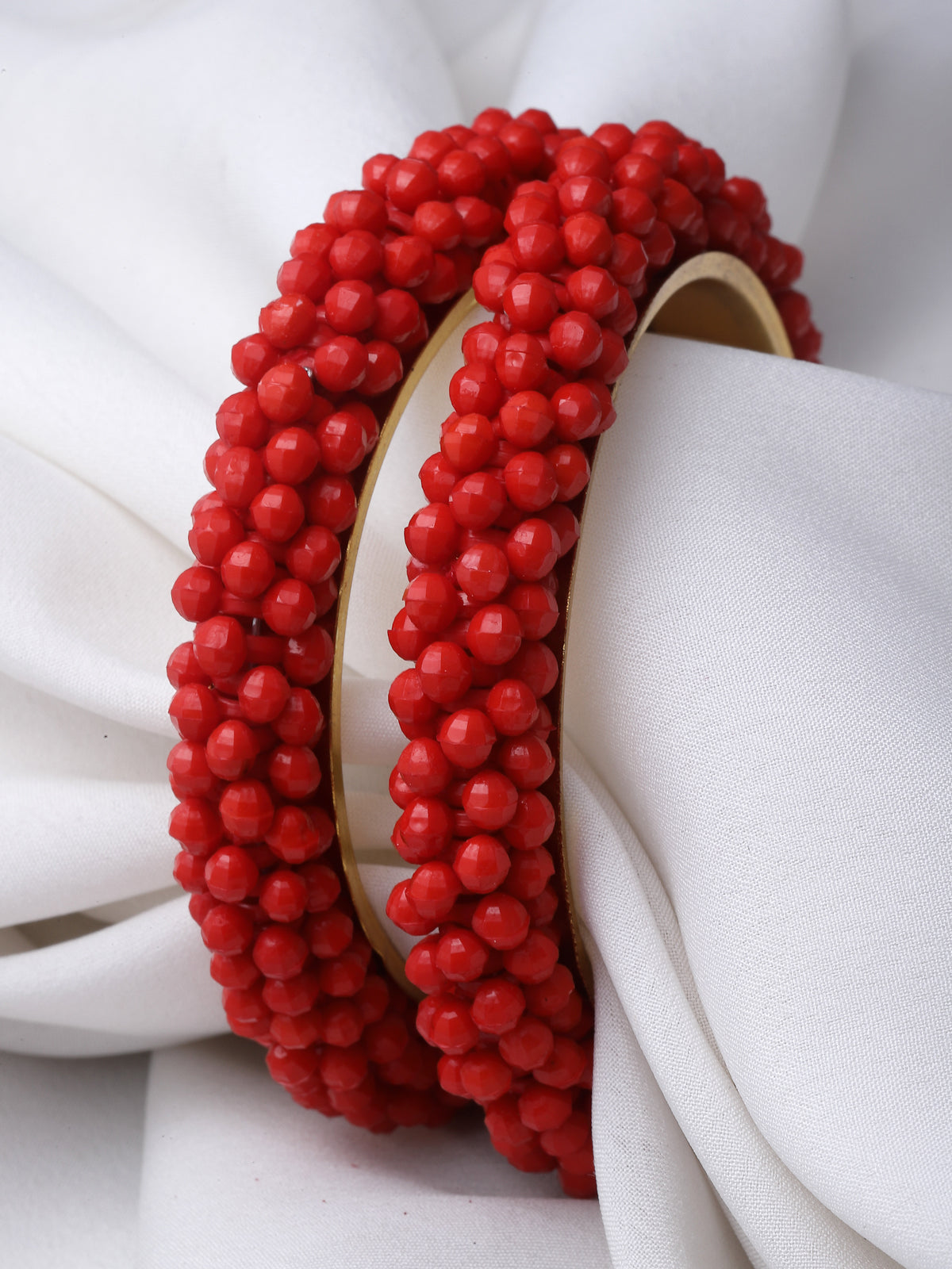 Sukkhi Attractive Gold Tone Plated Red Faux Beaded Bracelet Bangle Set Jewellery for Women & Girls|Set of 2 Latest Design|Birthday Anniversary Gift for Women|B105904