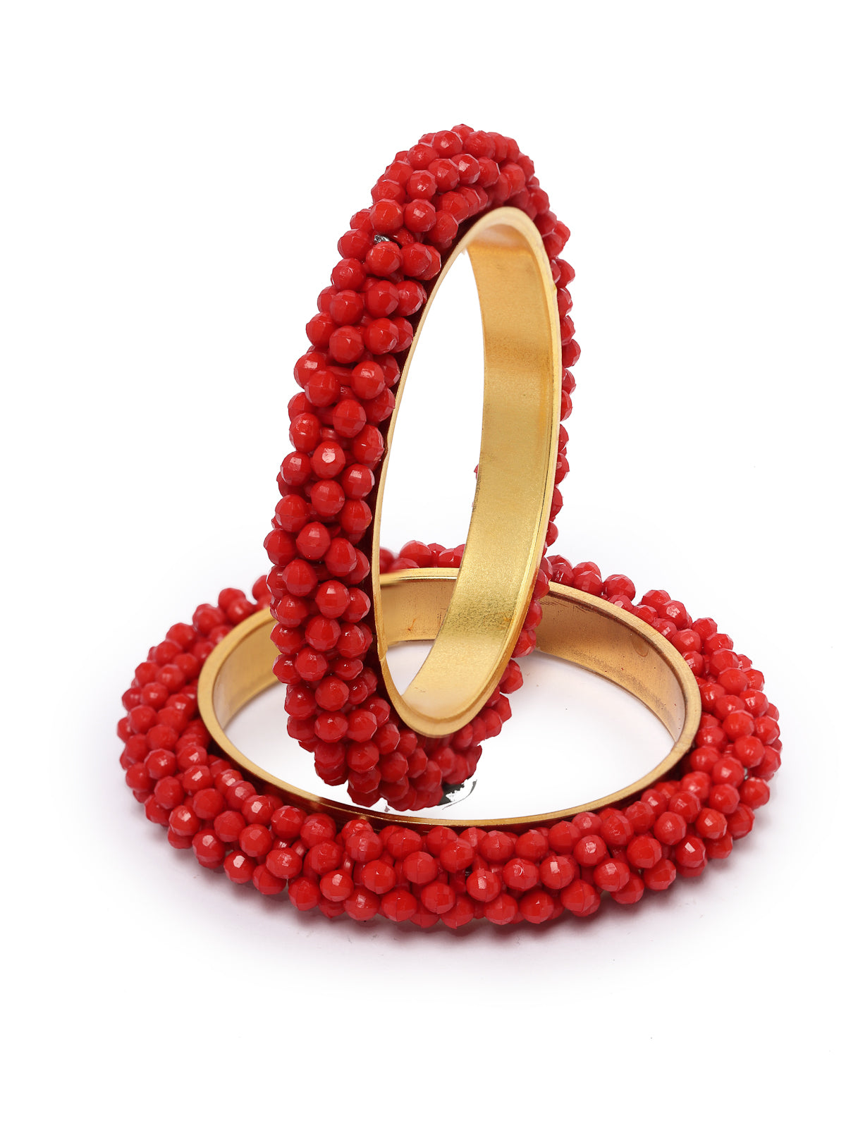 Sukkhi Attractive Gold Tone Plated Red Faux Beaded Bracelet Bangle Set Jewellery for Women & Girls|Set of 2 Latest Design|Birthday Anniversary Gift for Women|B105904