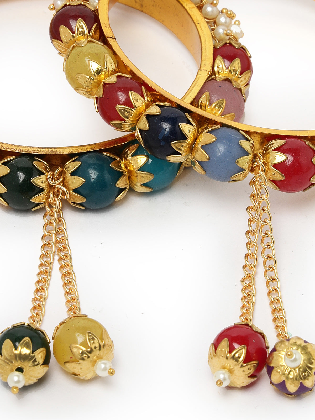 Sukkhi Pretty Multicolor Gold Tone Plated Hanging Beaded Bracelet Bangle Set Jewellery for Women & Girls|Set of 2 Latest Design|Birthday Anniversary Gift for Women|B105906