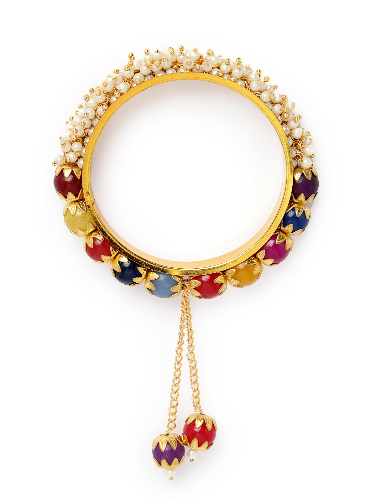 Sukkhi Pretty Multicolor Gold Tone Plated Hanging Beaded Bracelet Bangle Set Jewellery for Women & Girls|Set of 2 Latest Design|Birthday Anniversary Gift for Women|B105906