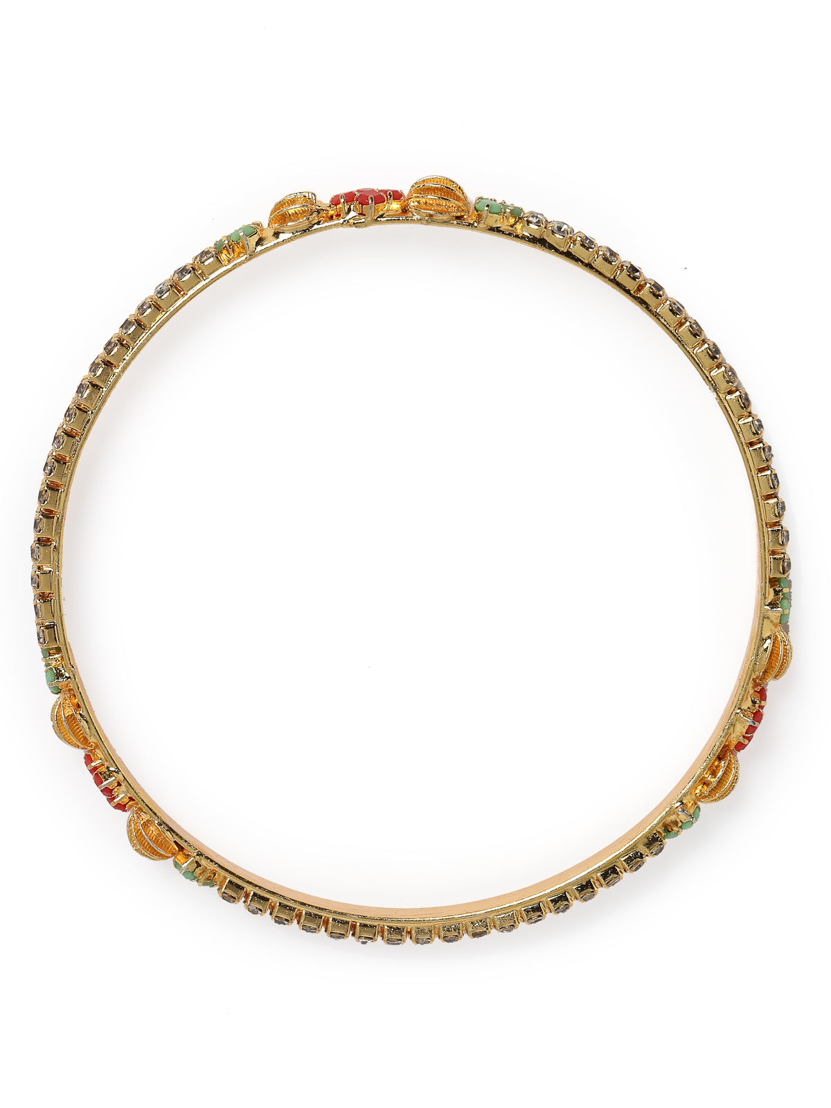 Sukkhi Delicate Gold Plated Red And Green White AD Stones Thin Bracelet Bangle Set Jewellery for Women & Girls| Set of 2 Latest Design|Birthday Anniversary Gift for Women|B105908