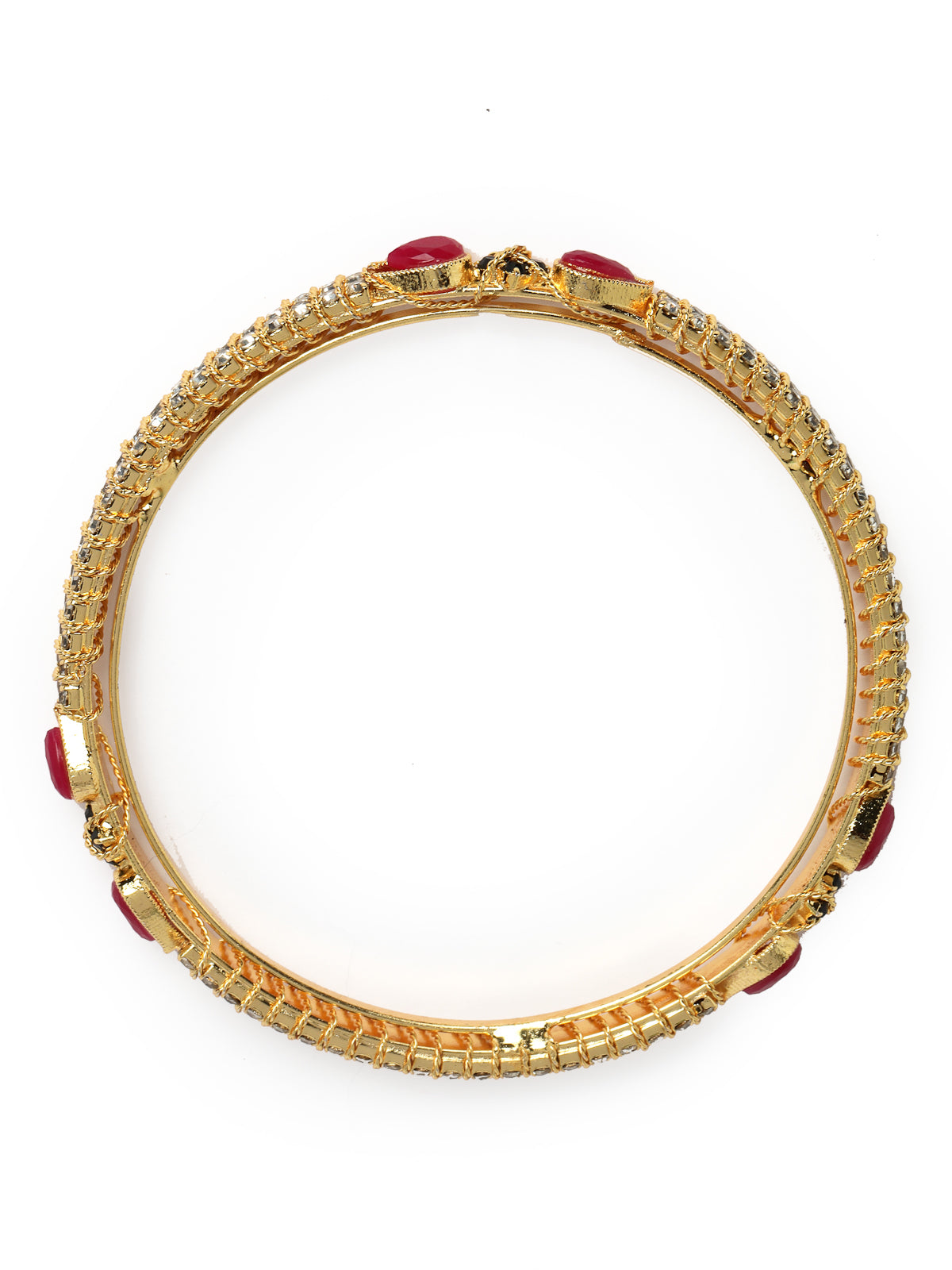 Sukkhi Sophisticated Gold Plated Red And Green Color White AD Stones Thin Bracelet Bangle Set Jewellery for Women & Girls|Set of 2 Latest Design|Birthday Anniversary Gift for Women|B105909