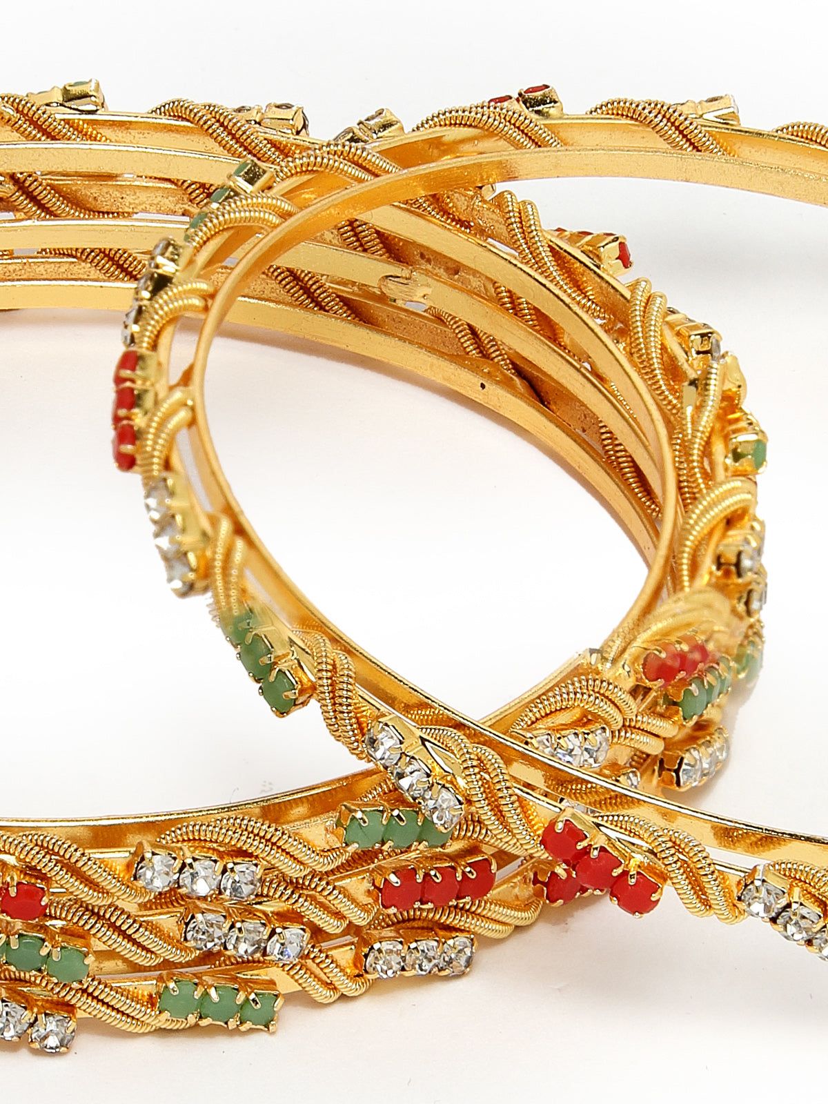 Sukkhi Exotic Gold Plated Multicolor White AD Stones Thin Bracelet Bangle Set Jewellery for Women & Girls|Set of 4 Latest Design|Birthday Anniversary Gift for Women|B105910