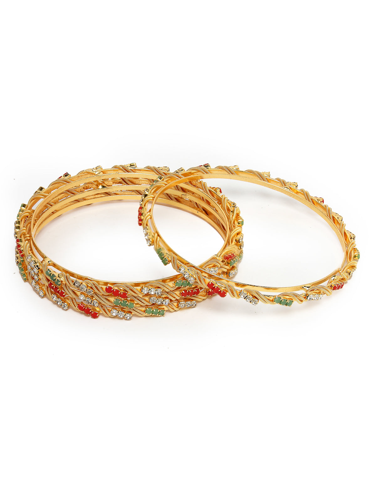 Sukkhi Exotic Gold Plated Multicolor White AD Stones Thin Bracelet Bangle Set Jewellery for Women & Girls|Set of 4 Latest Design|Birthday Anniversary Gift for Women|B105910