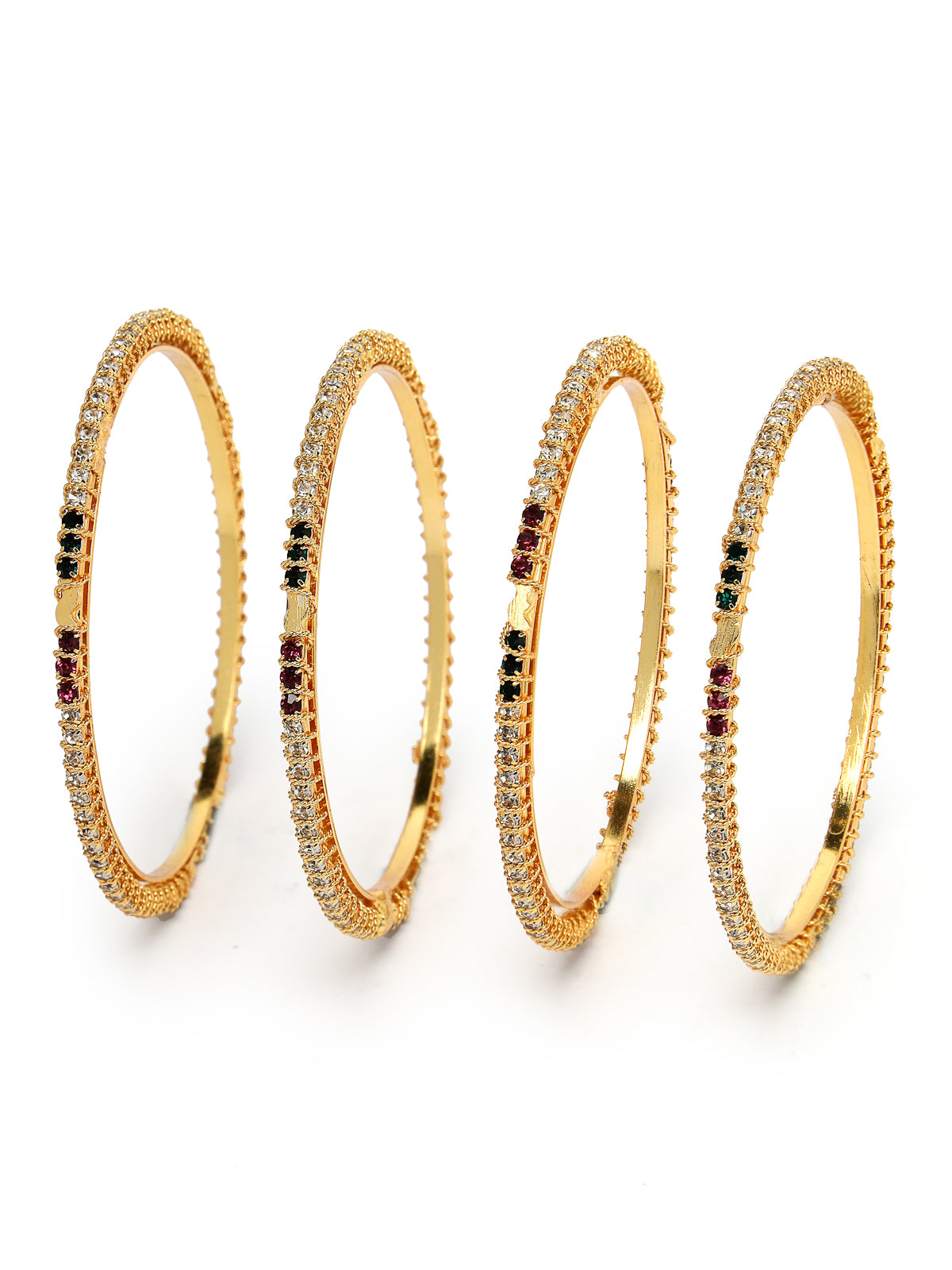 Sukkhi Unique Gold Plated Multicolor White AD Stones Thin Bracelet Bangle Set Jewellery for Women & Girls|Set of 4 Latest Design|Birthday Anniversary Gift for Women|B105911