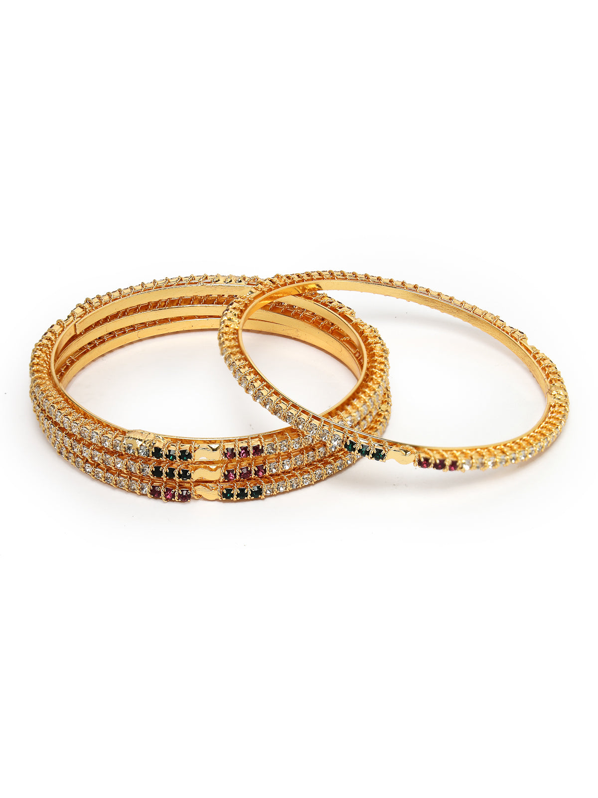 Sukkhi Unique Gold Plated Multicolor White AD Stones Thin Bracelet Bangle Set Jewellery for Women & Girls|Set of 4 Latest Design|Birthday Anniversary Gift for Women|B105911