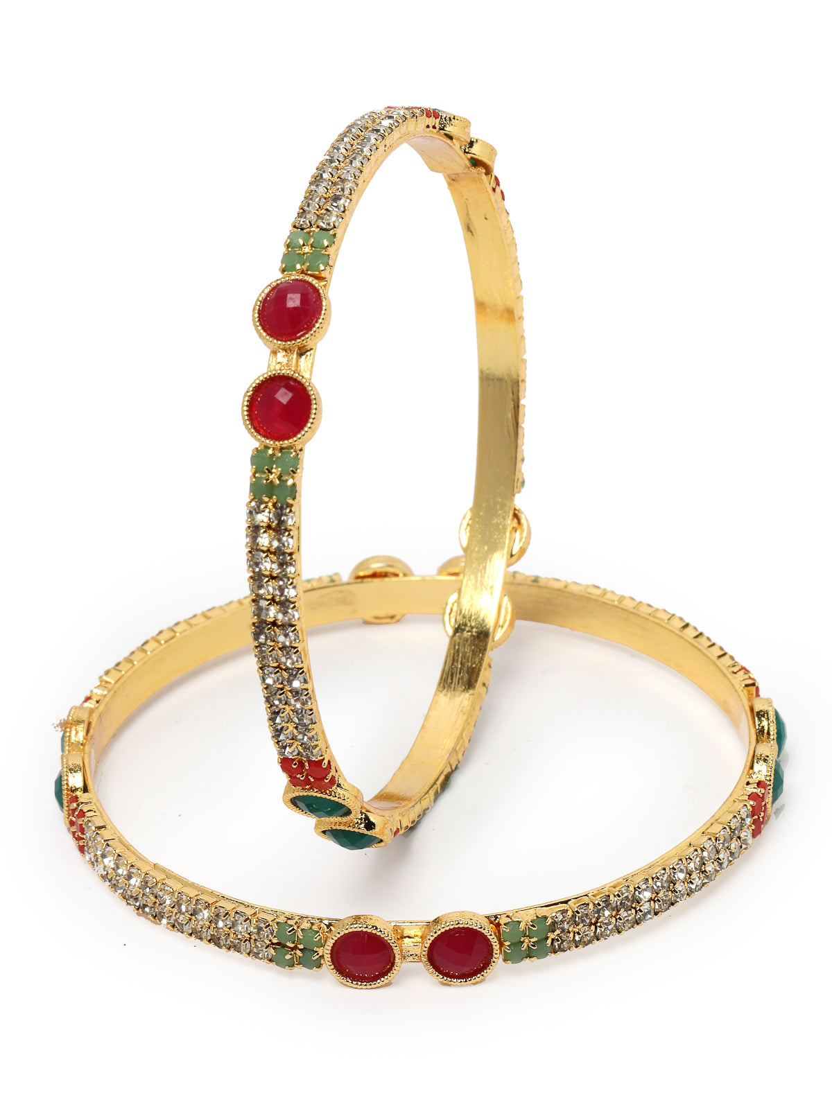 Sukkhi Iconic Gold Plated Multicolor White AD Stones Thin Bracelet Bangle Set Jewellery for Women & Girls|Set of 2 Latest Design|Birthday Anniversary Gift for Women|B105912