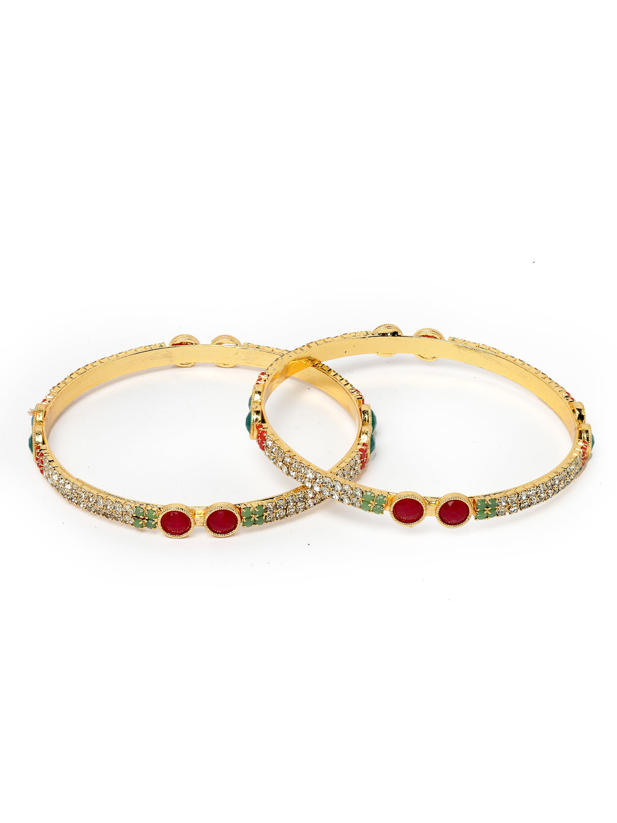 Sukkhi Iconic Gold Plated Multicolor White AD Stones Thin Bracelet Bangle Set Jewellery for Women & Girls|Set of 2 Latest Design|Birthday Anniversary Gift for Women|B105912