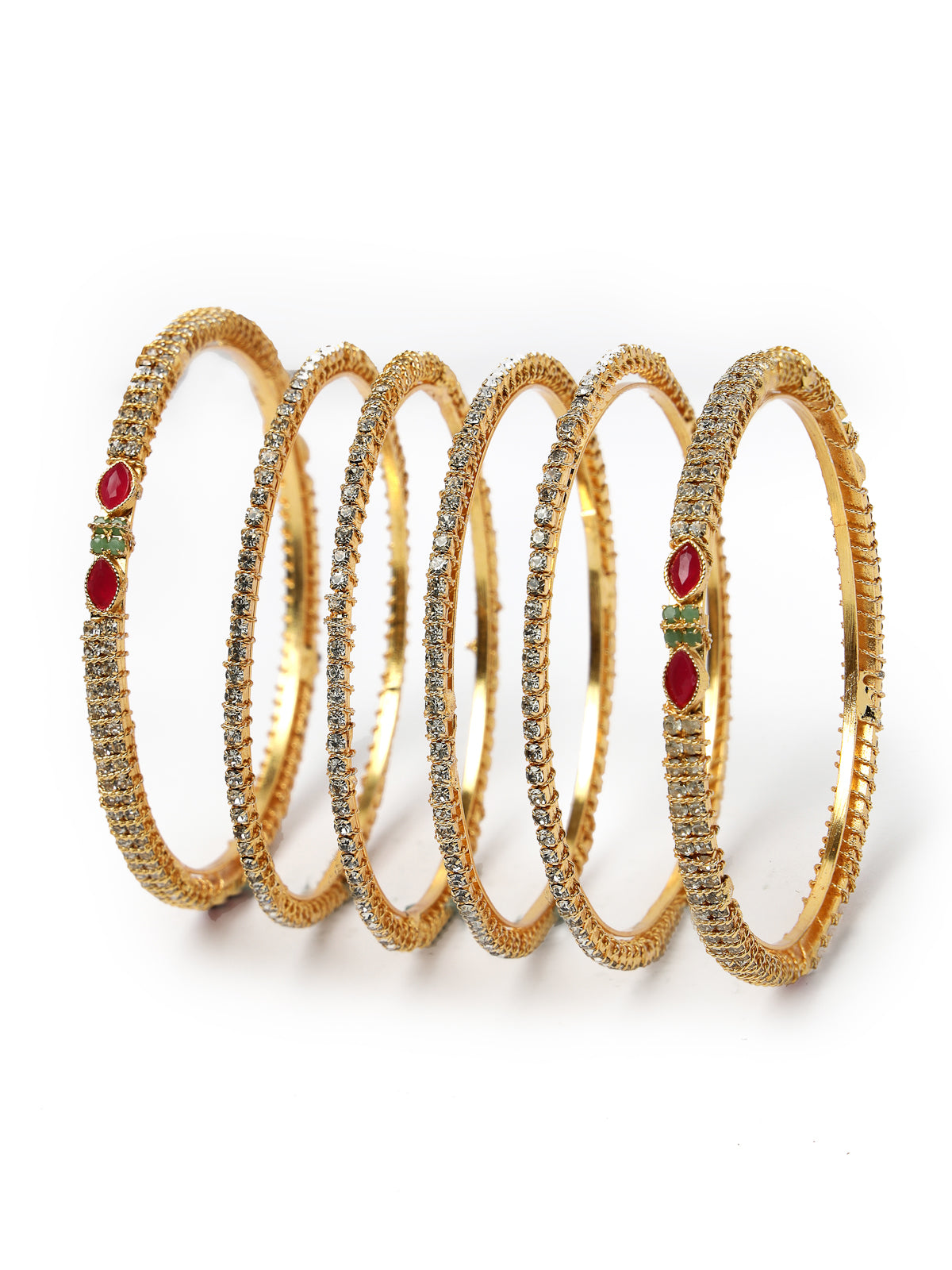 Sukkhi Stylish Looking Gold Plated Multicolor White AD Stones Thin Bracelet Bangle Set Jewellery for Women & Girls|Set of 6 Latest Design|Birthday Anniversary Gift for Women|B105915