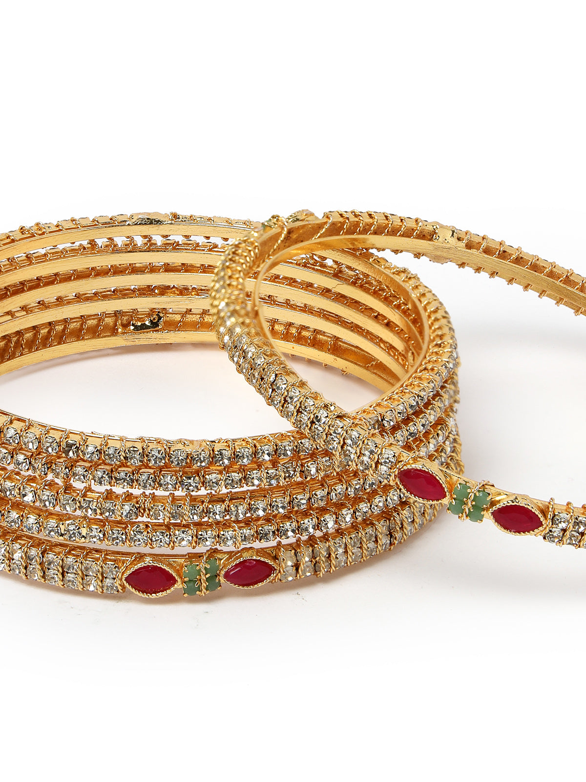Sukkhi Stylish Looking Gold Plated Multicolor White AD Stones Thin Bracelet Bangle Set Jewellery for Women & Girls|Set of 6 Latest Design|Birthday Anniversary Gift for Women|B105915