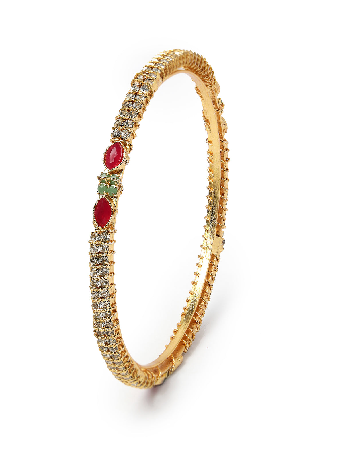 Sukkhi Stylish Looking Gold Plated Multicolor White AD Stones Thin Bracelet Bangle Set Jewellery for Women & Girls|Set of 6 Latest Design|Birthday Anniversary Gift for Women|B105915