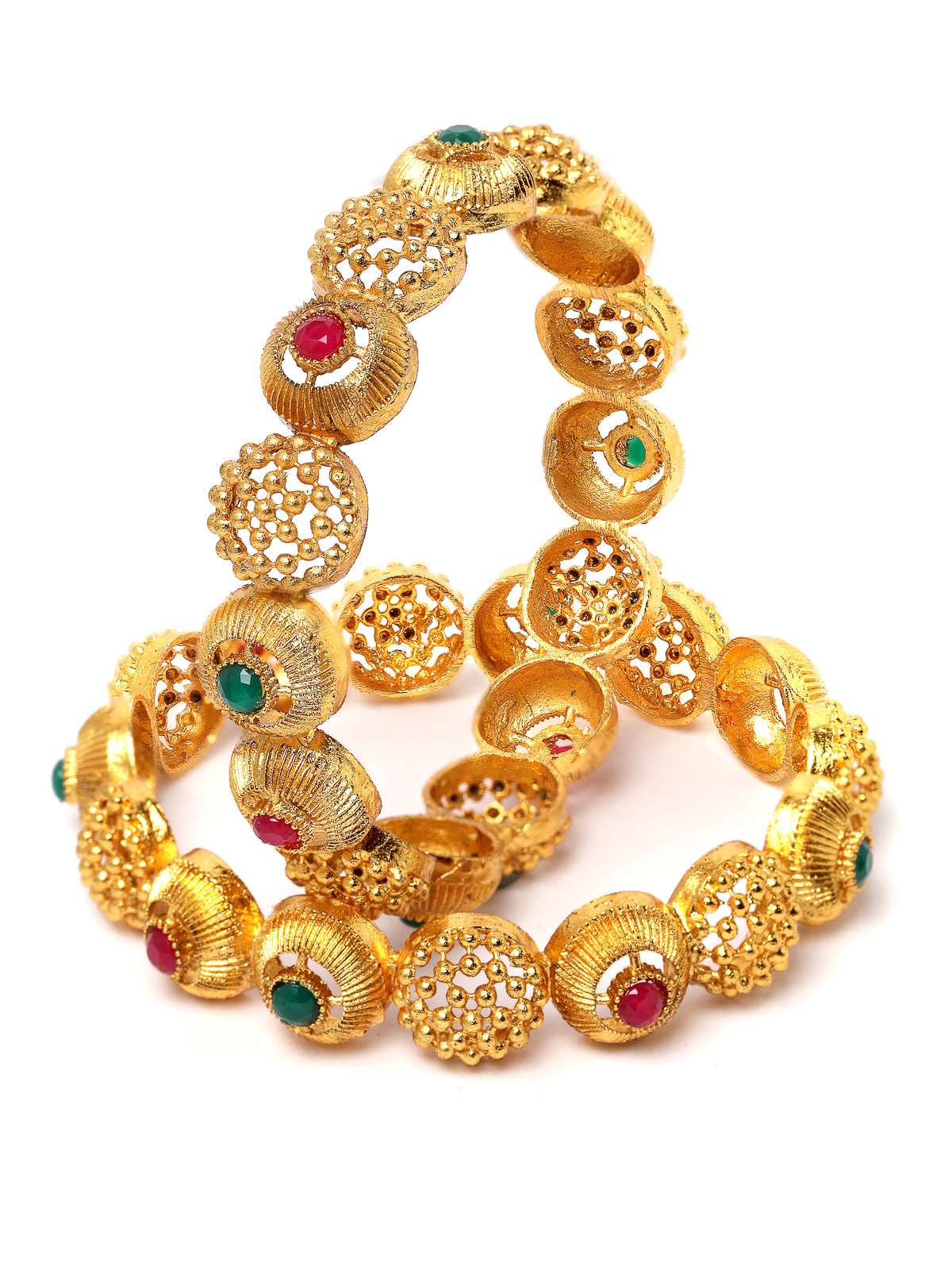 Sukkhi Traditional Wear Gold Plated Red And Green Color Bracelet Bangle Set Jewellery for Women & Girls|Set of 2 Latest Design|Birthday Anniversary Gift for Women|B105918