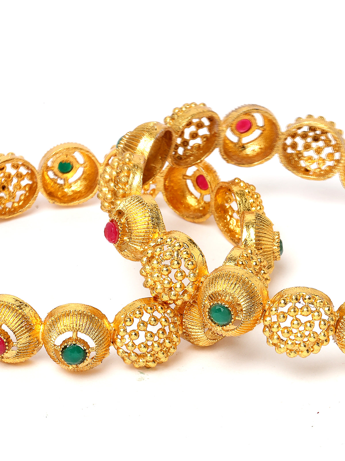 Sukkhi Traditional Wear Gold Plated Red And Green Color Bracelet Bangle Set Jewellery for Women & Girls|Set of 2 Latest Design|Birthday Anniversary Gift for Women|B105918