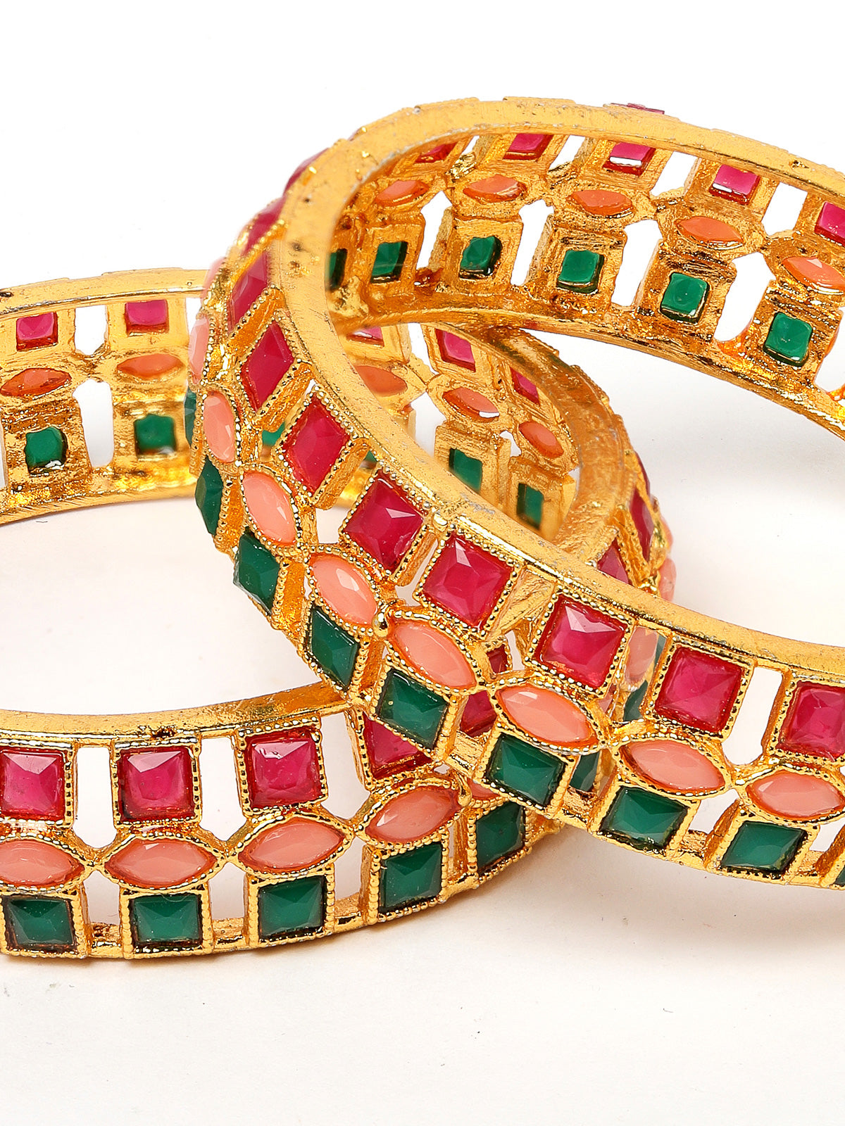 Sukkhi Dramatic Gold Plated Multicolor White AD Stones Broad Bracelet Bangle Set Jewellery for Women & Girls|Set of 2 Latest Design|Birthday Anniversary Gift for Women|B105922