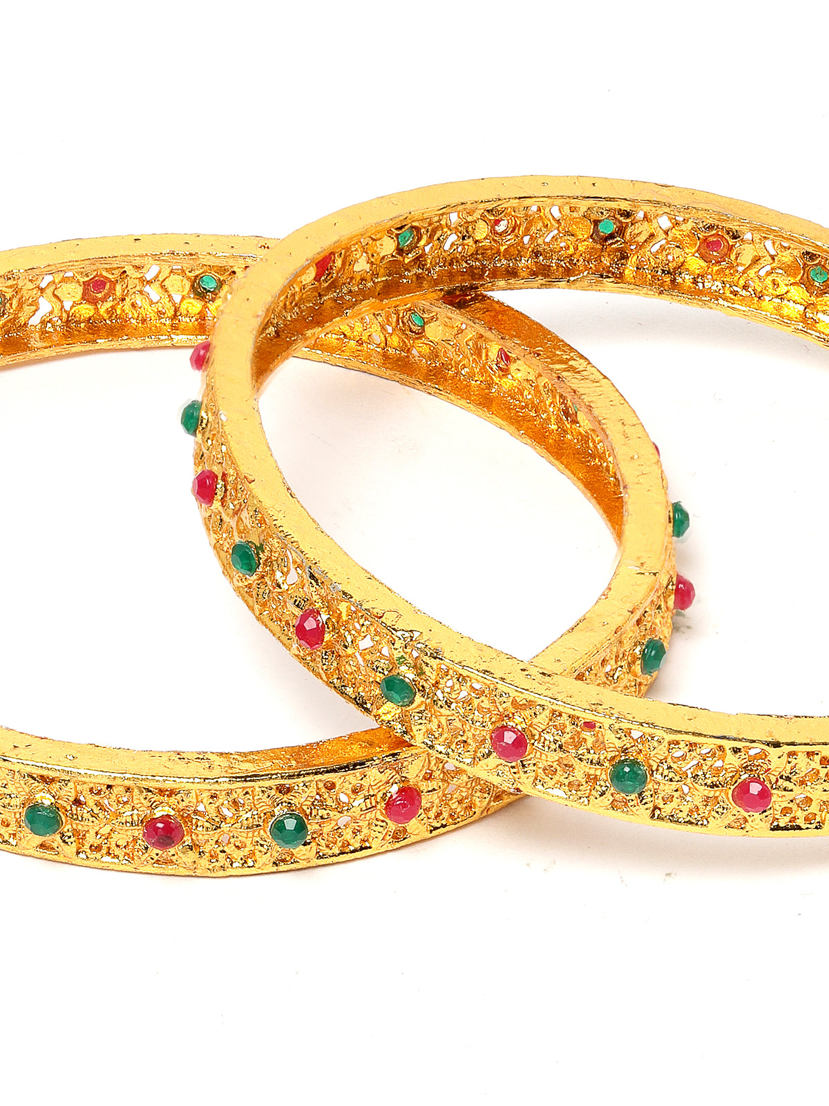 Sukkhi Incedible Gold Plated Red And Green Color Set of 2 Bracelet Bangle Set Jewellery for Women & Girls|Latest Design|Birthday Anniversary Gift for Women|B105925