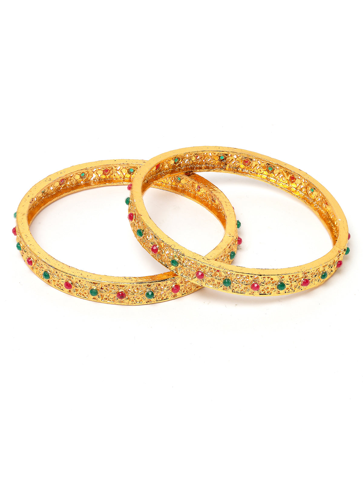 Sukkhi Incedible Gold Plated Red And Green Color Set of 2 Bracelet Bangle Set Jewellery for Women & Girls|Latest Design|Birthday Anniversary Gift for Women|B105925