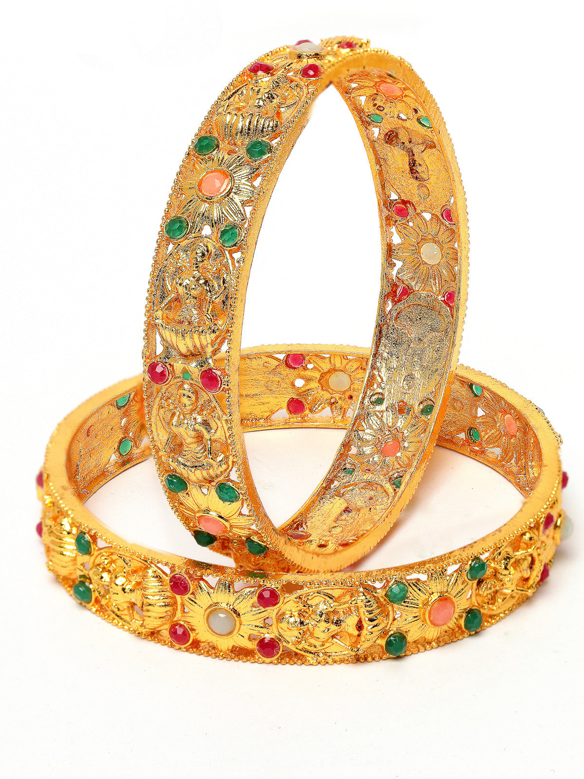 Sukkhi Ravishing Bridal Wear Gold Plated Multicolor Broad Bracelet Bangle Set Jewellery for Women & Girls|Set of 2 Latest Design|Birthday Anniversary Gift for Women|B105932