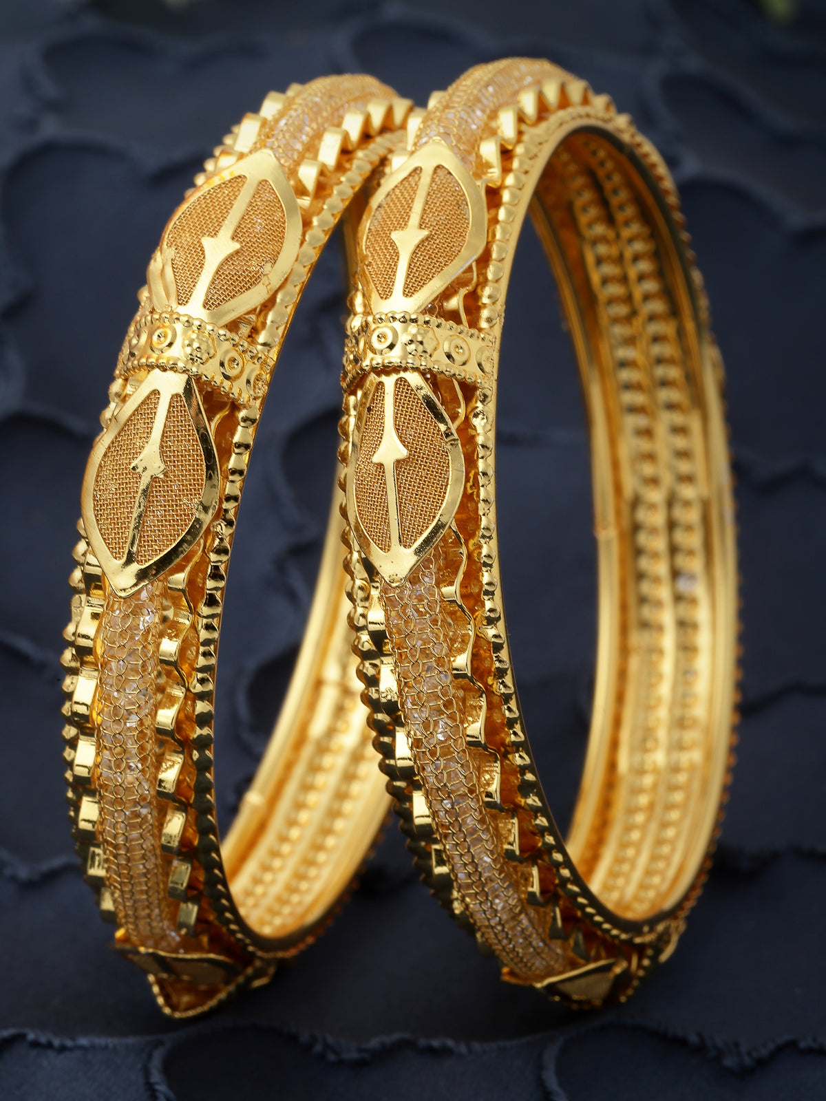 Sukkhi Attractive Gold Plated White Crystals Stones Bracelet Bangle Set Jewellery for Women & Girls|Set of 2 Latest Design|Birthday Anniversary Gift for Women|B105939
