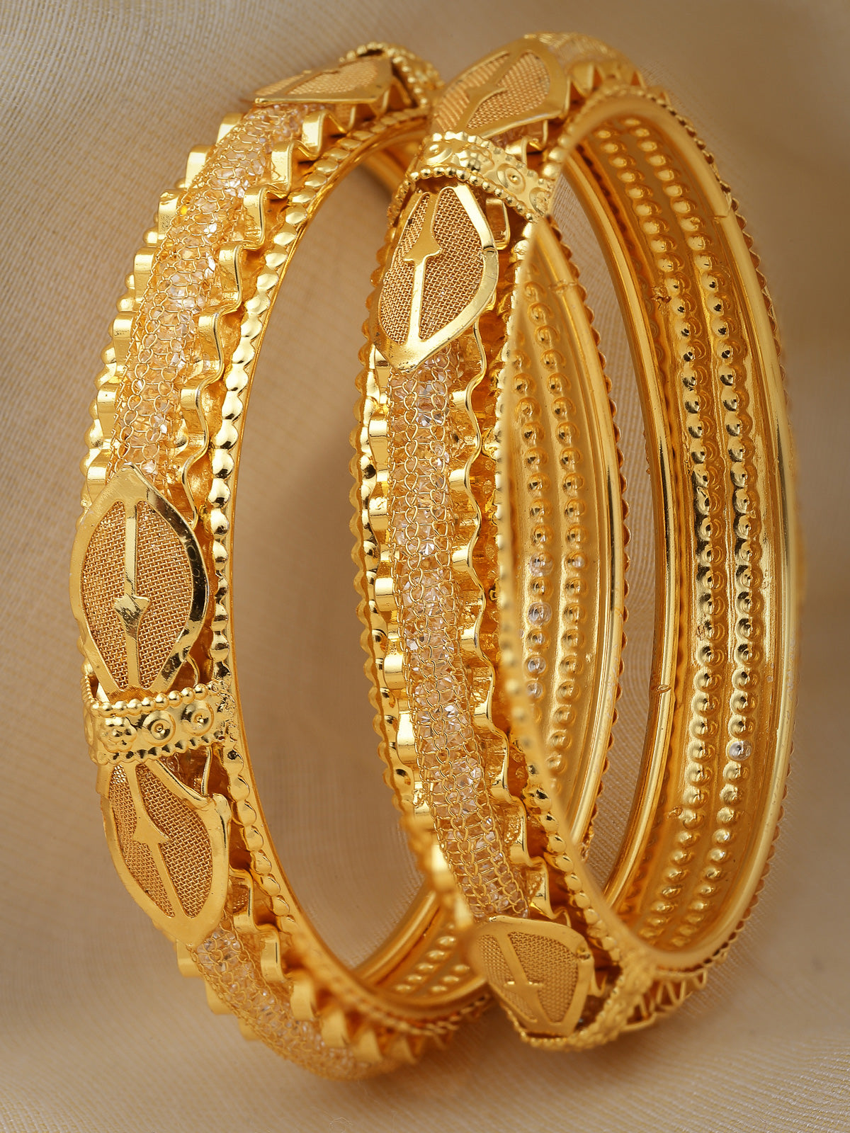 Sukkhi Attractive Gold Plated White Crystals Stones Bracelet Bangle Set Jewellery for Women & Girls|Set of 2 Latest Design|Birthday Anniversary Gift for Women|B105939
