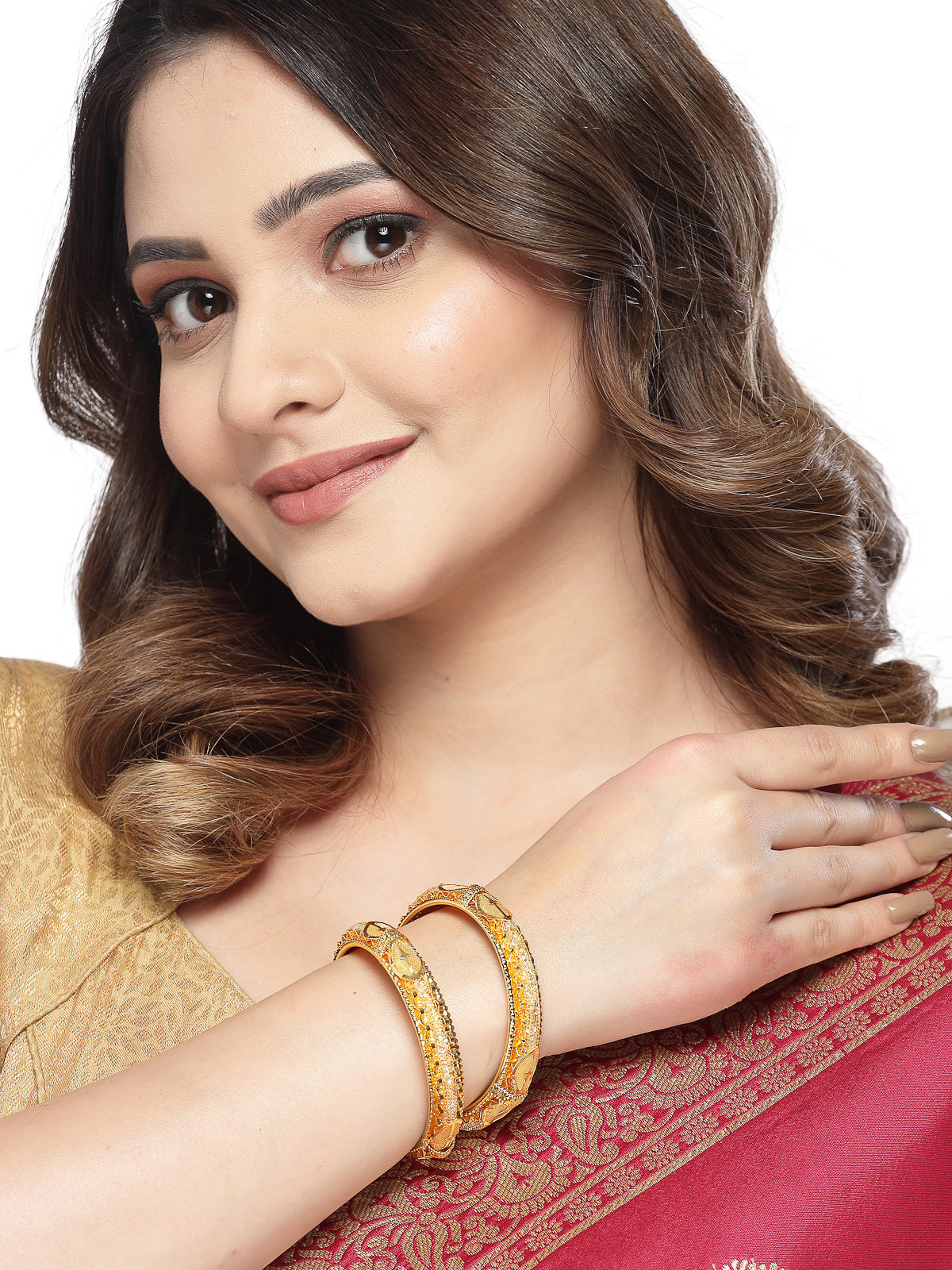 Sukkhi Attractive Gold Plated White Crystals Stones Bracelet Bangle Set Jewellery for Women & Girls|Set of 2 Latest Design|Birthday Anniversary Gift for Women|B105939
